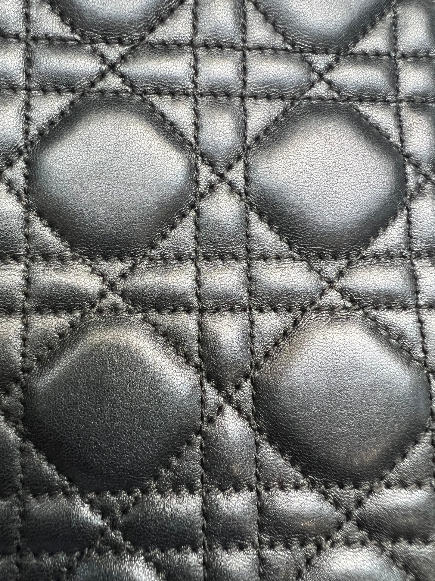 Lady Dior Cannage shopping tote lambskin black