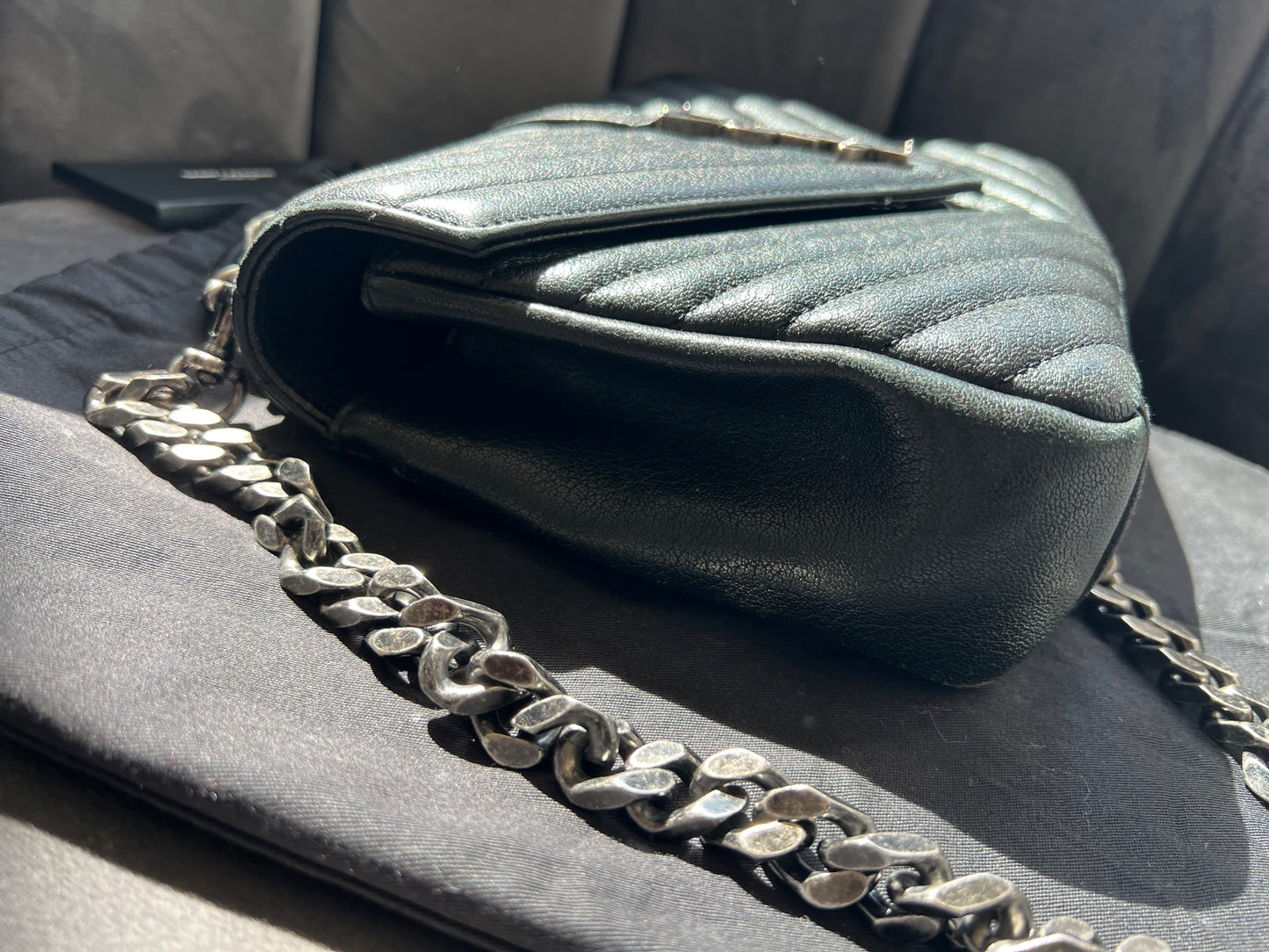 YSL Medium Quilted College Bag Black