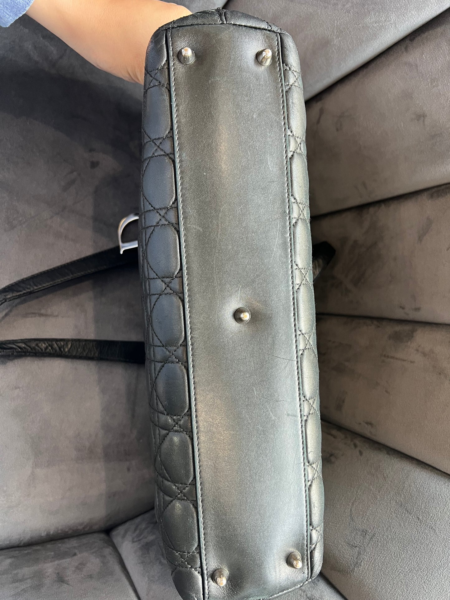 Lady Dior Cannage shopping tote lambskin black