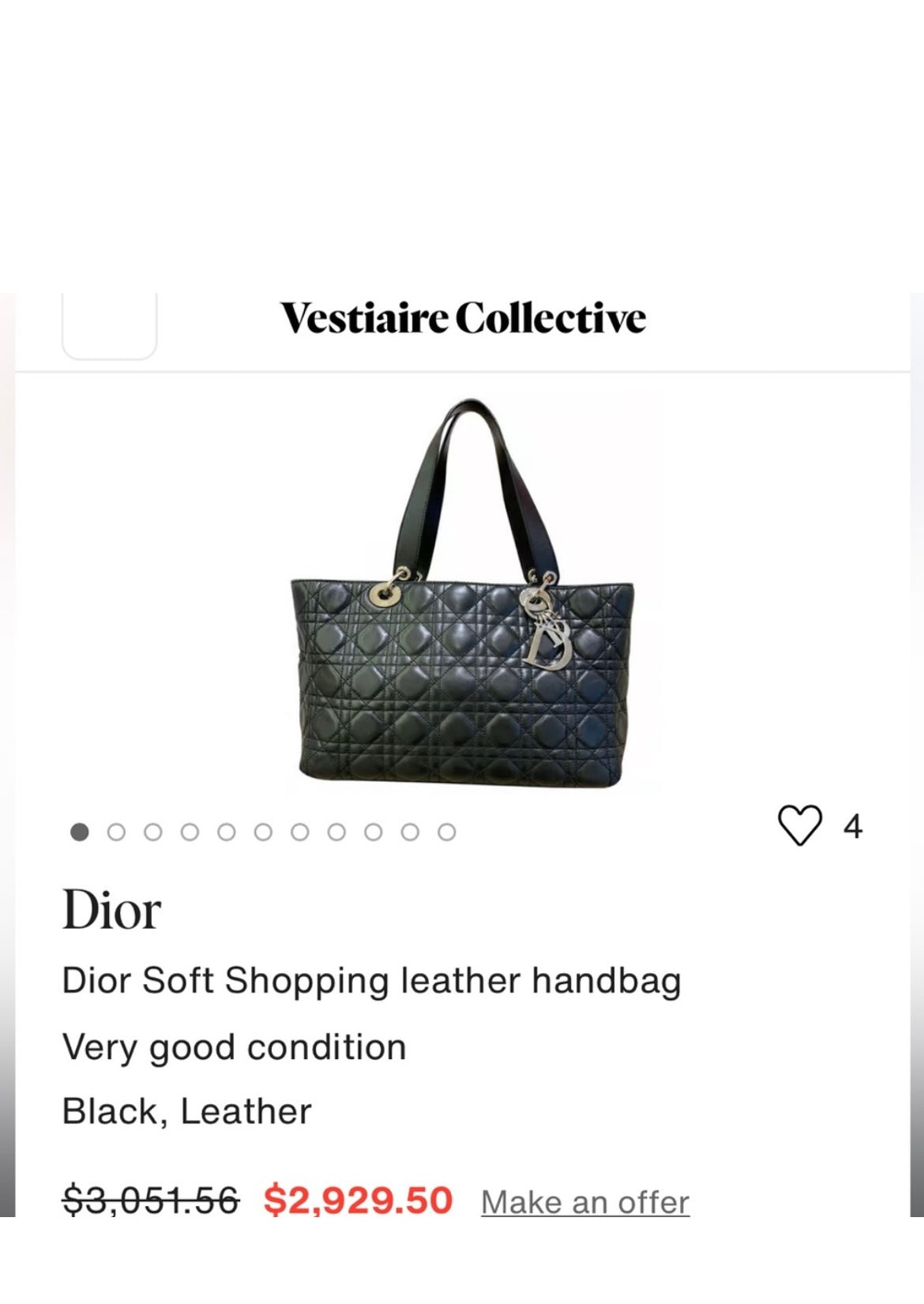 Lady Dior Cannage shopping tote lambskin black