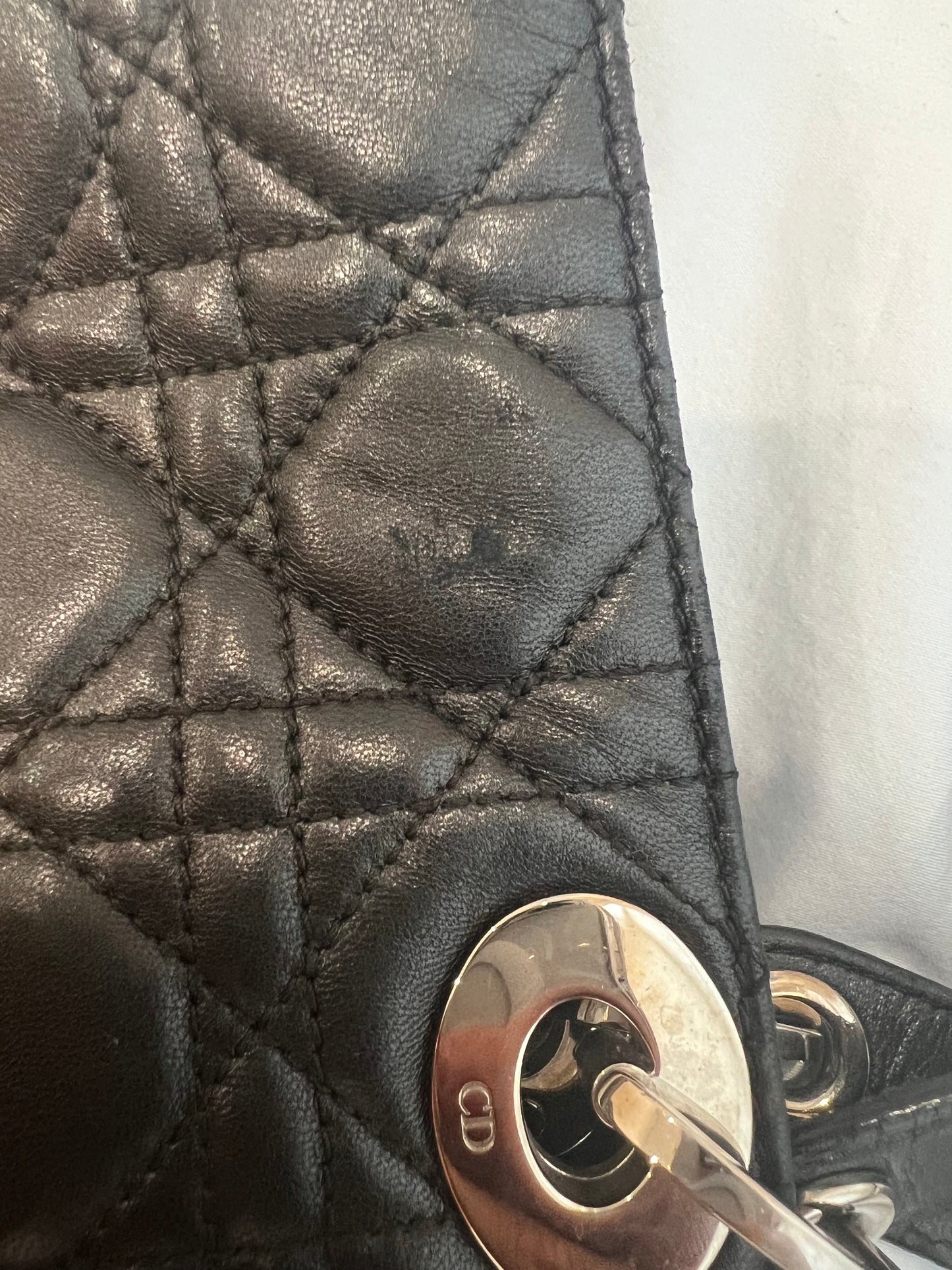 Lady Dior Cannage shopping tote lambskin black
