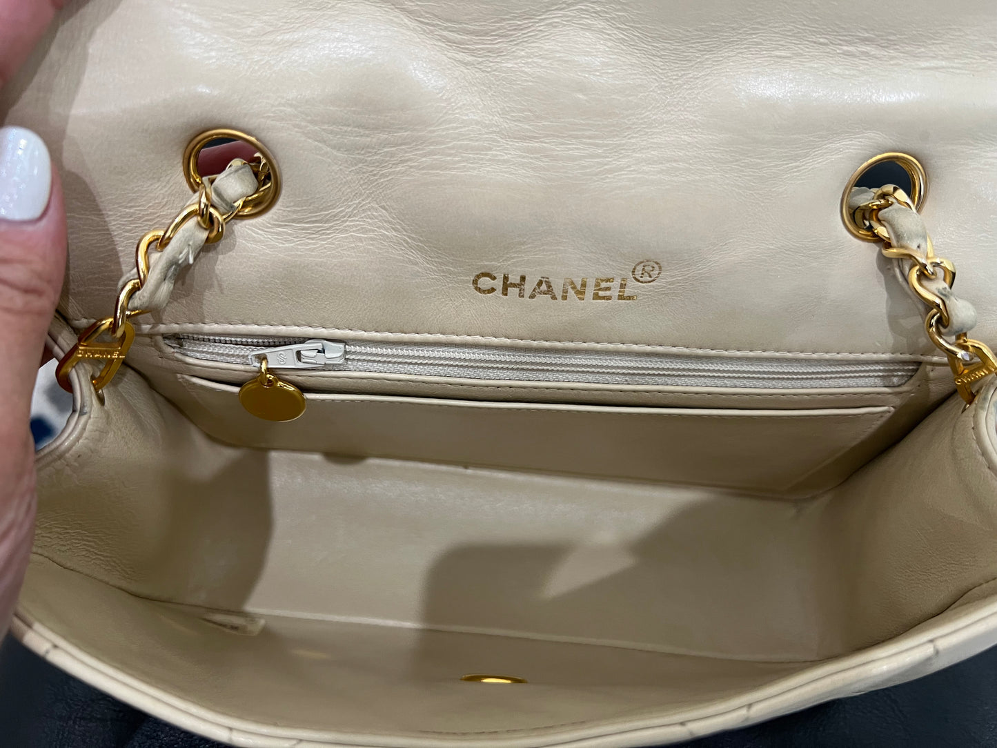 Vintage Chanel Diana ivory 24k gold