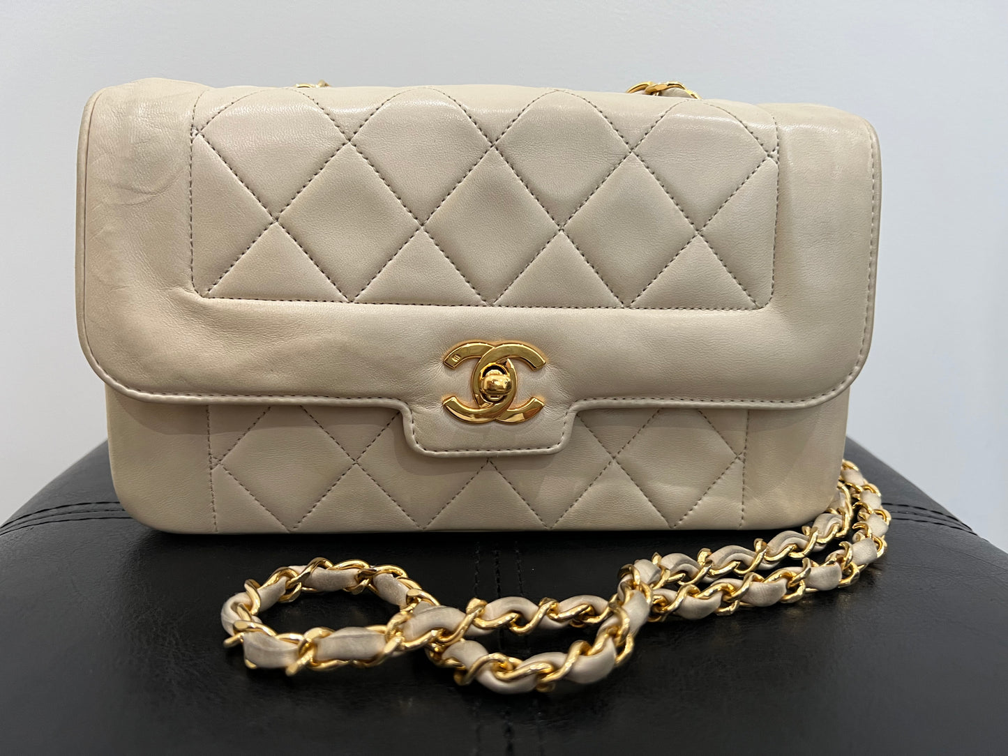 Vintage Chanel Diana ivory 24k gold