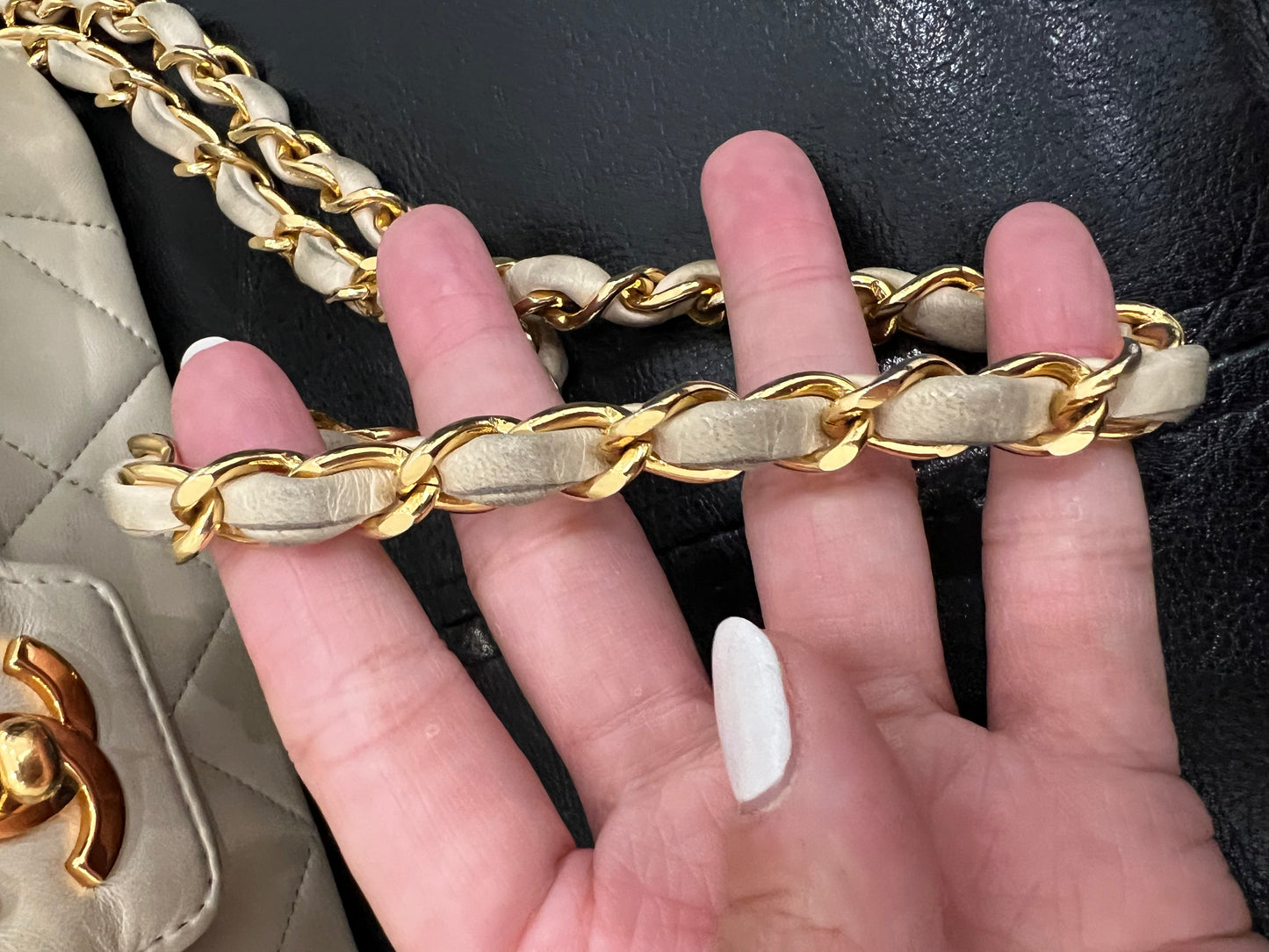 Vintage Chanel Diana ivory 24k gold