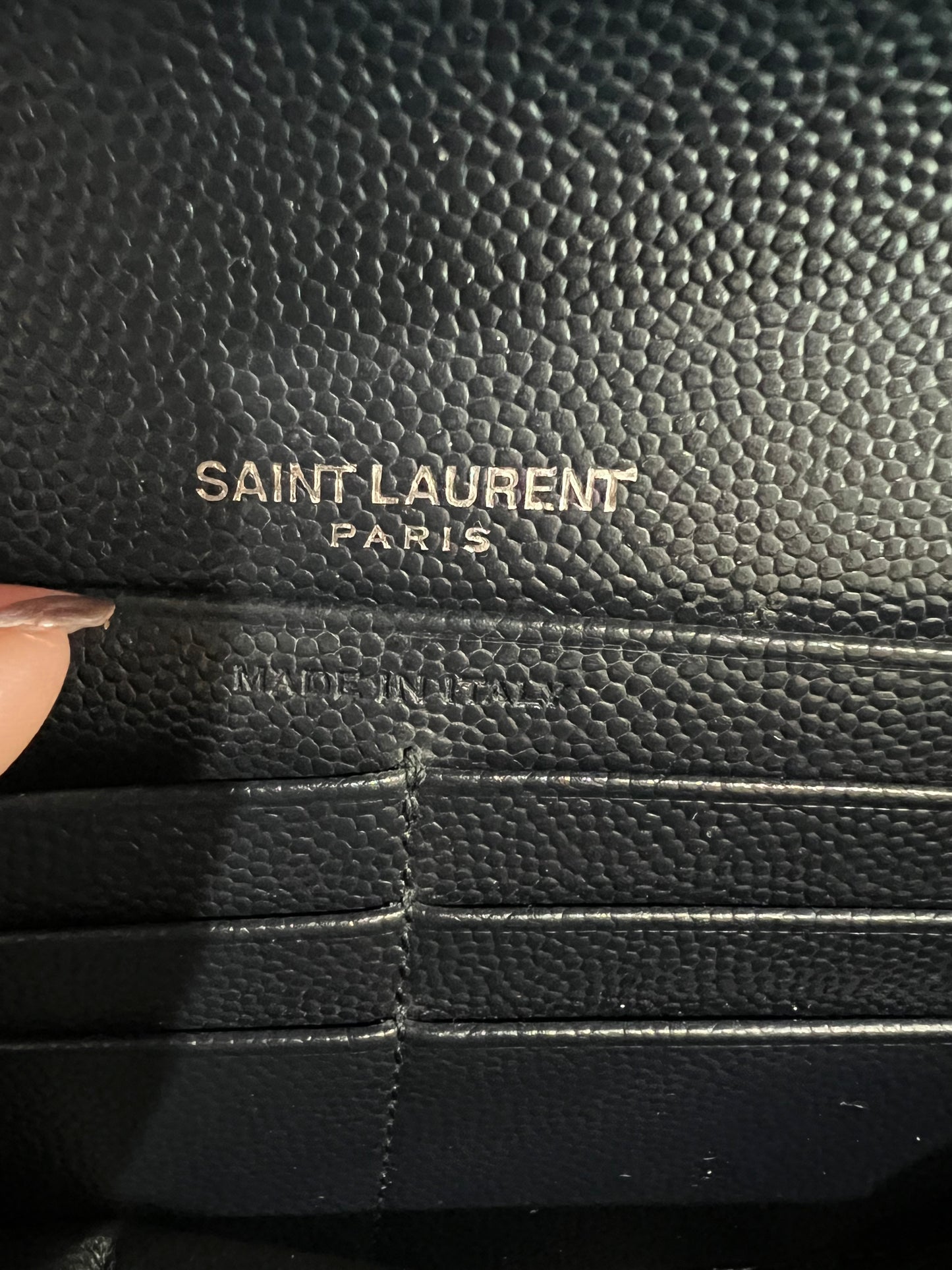 Saint Laurent cassandre envelope flap wallet on chain Navy