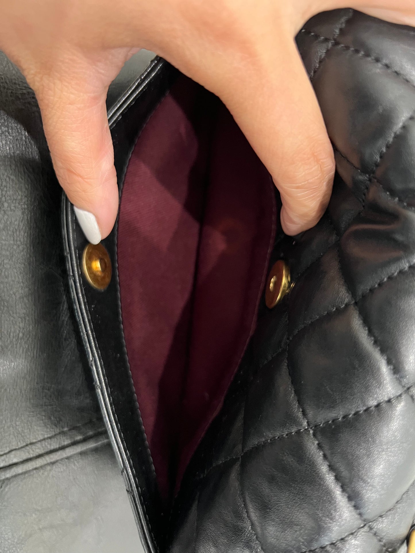 Chanel black single flap quilted handbag