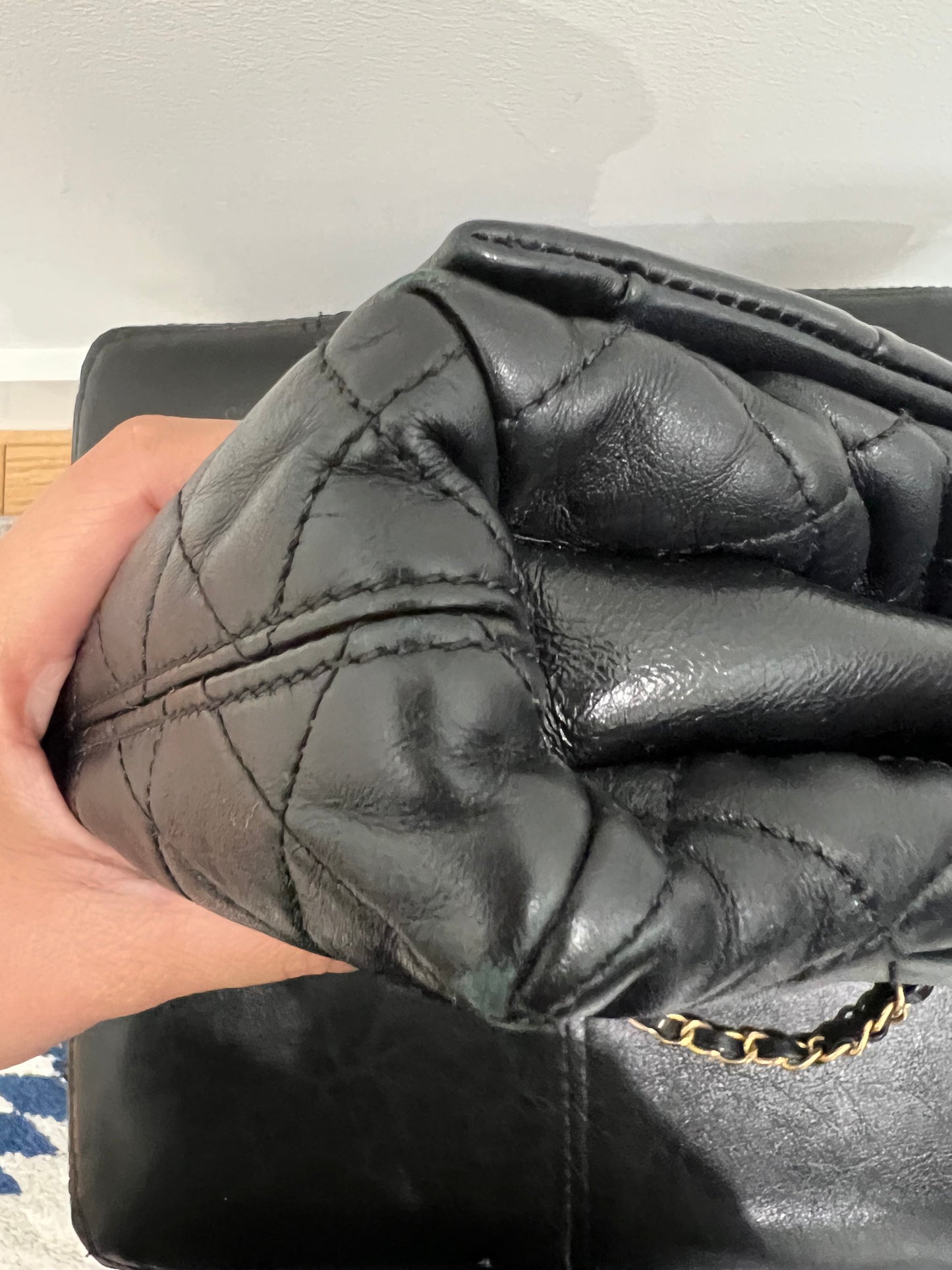Chanel black single flap quilted handbag