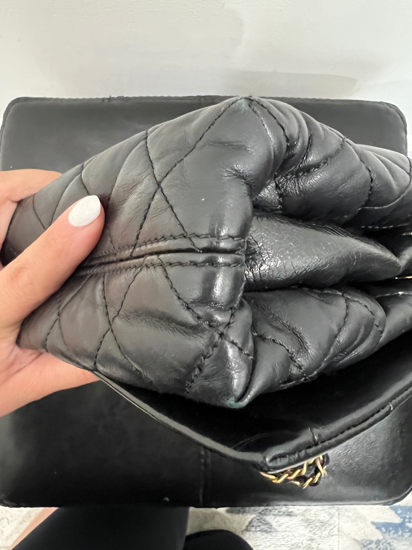Chanel black single flap quilted handbag
