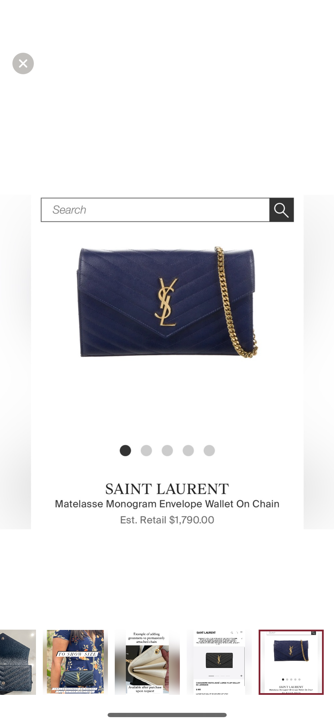 Saint Laurent cassandre envelope flap wallet on chain Navy