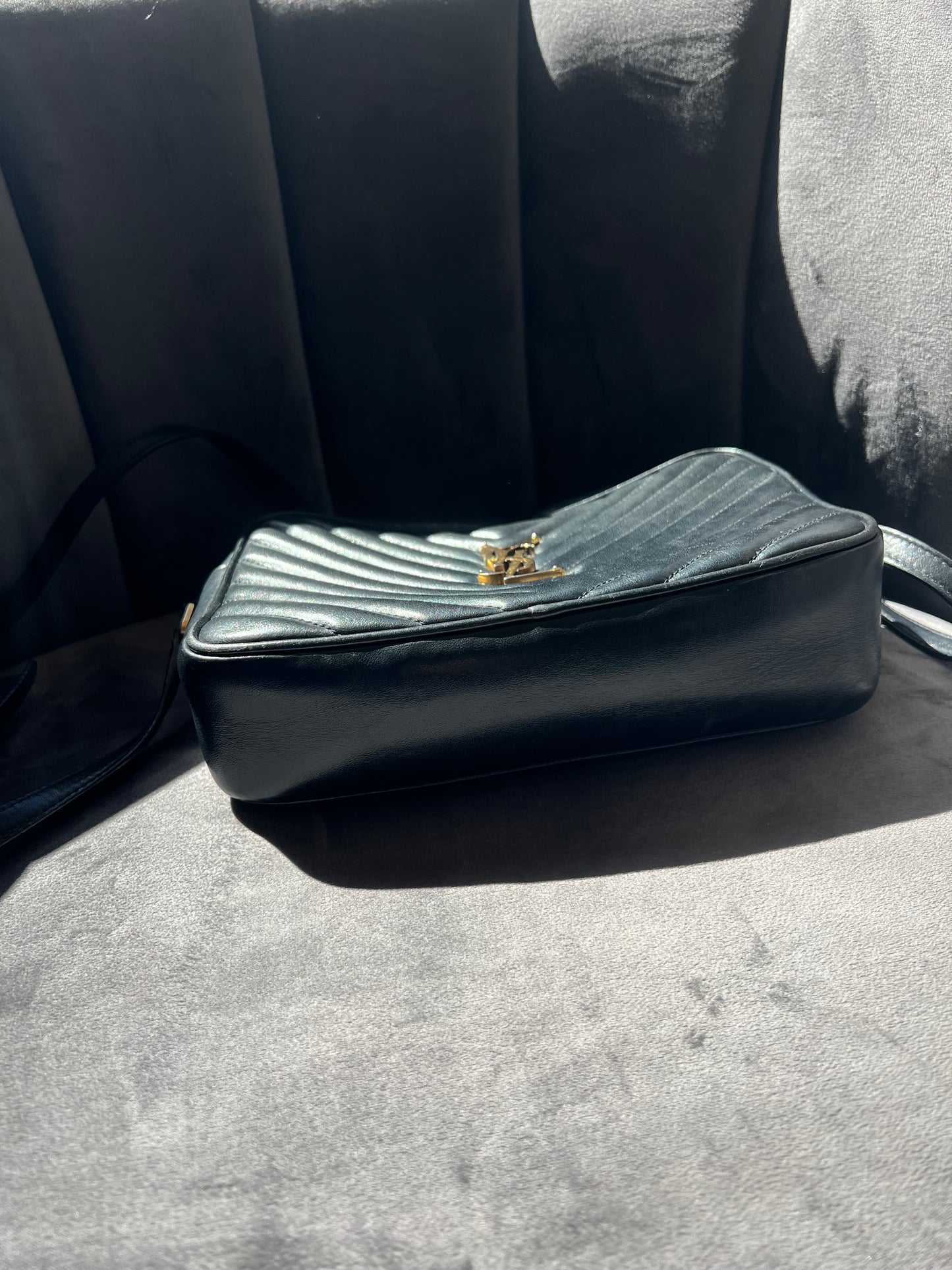 YSL camera bag quilted with gold hardware