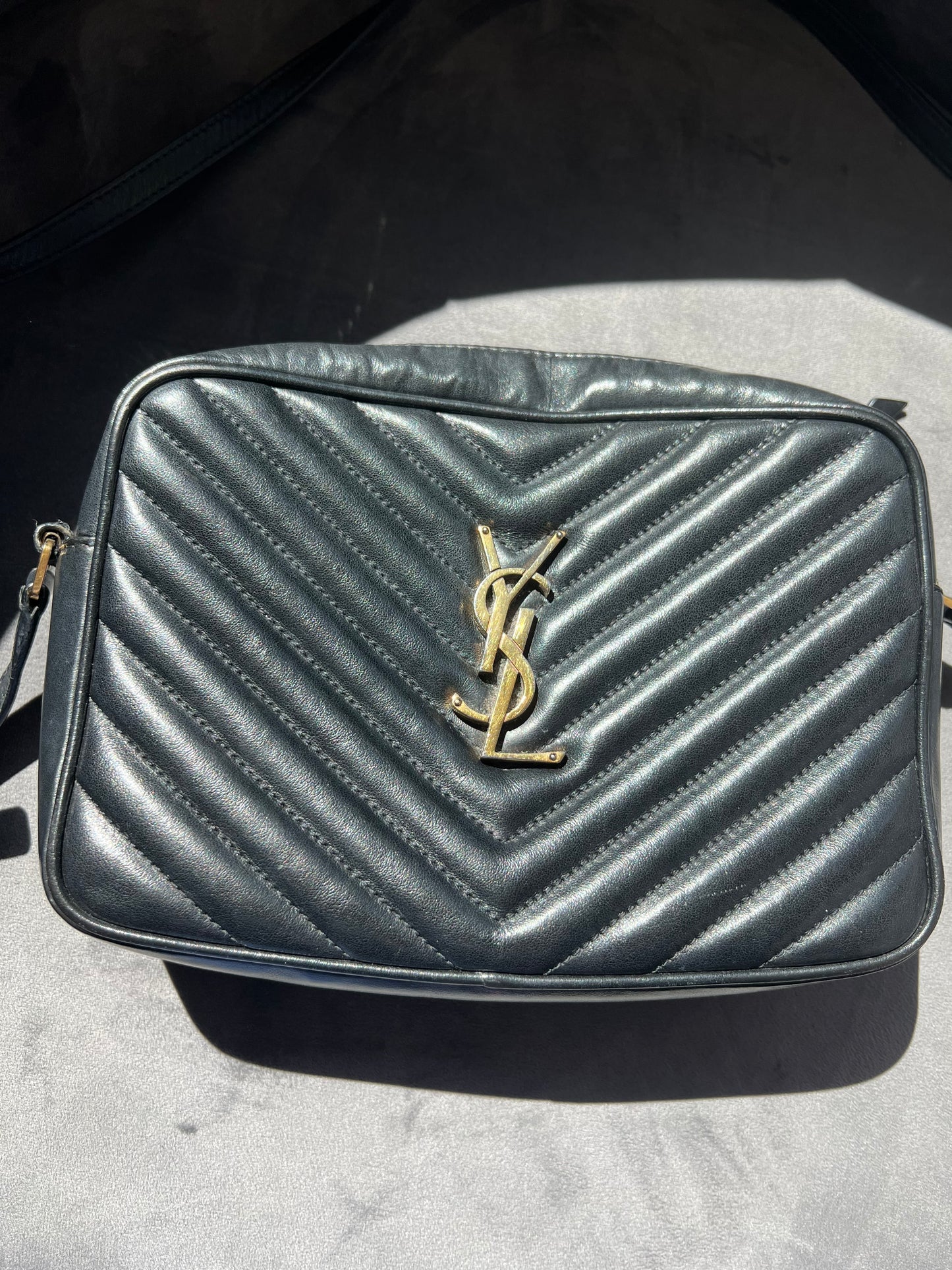YSL camera bag quilted with gold hardware