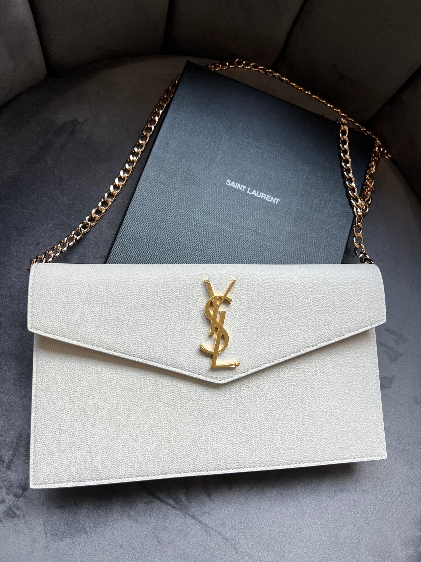 Saint Laurent uptown clutch with chain