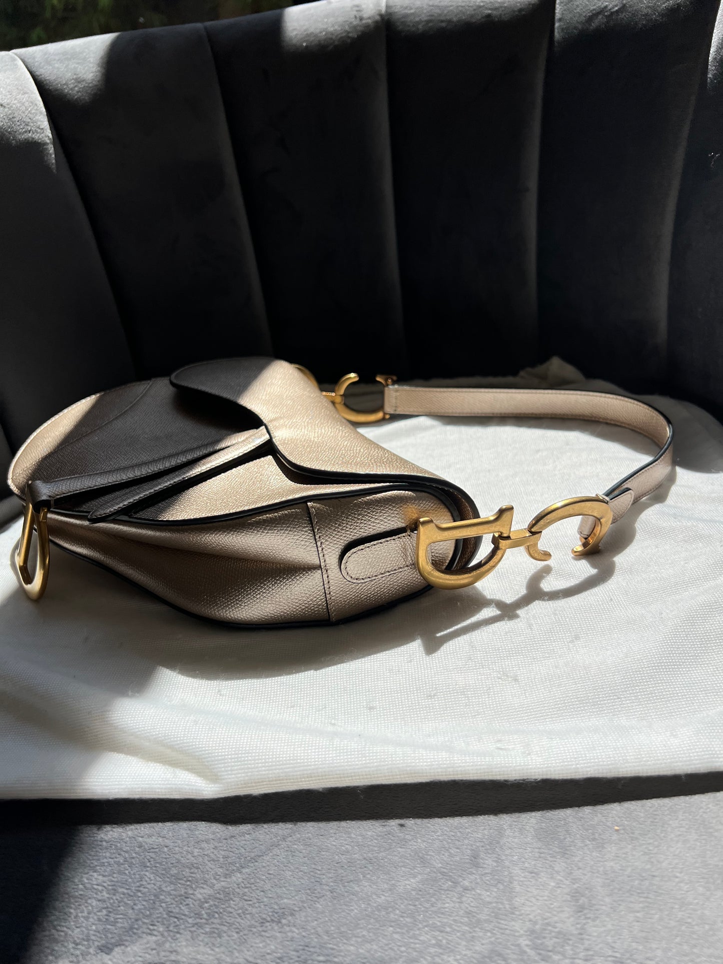 Dior saddle bag ultra rare champagne gold