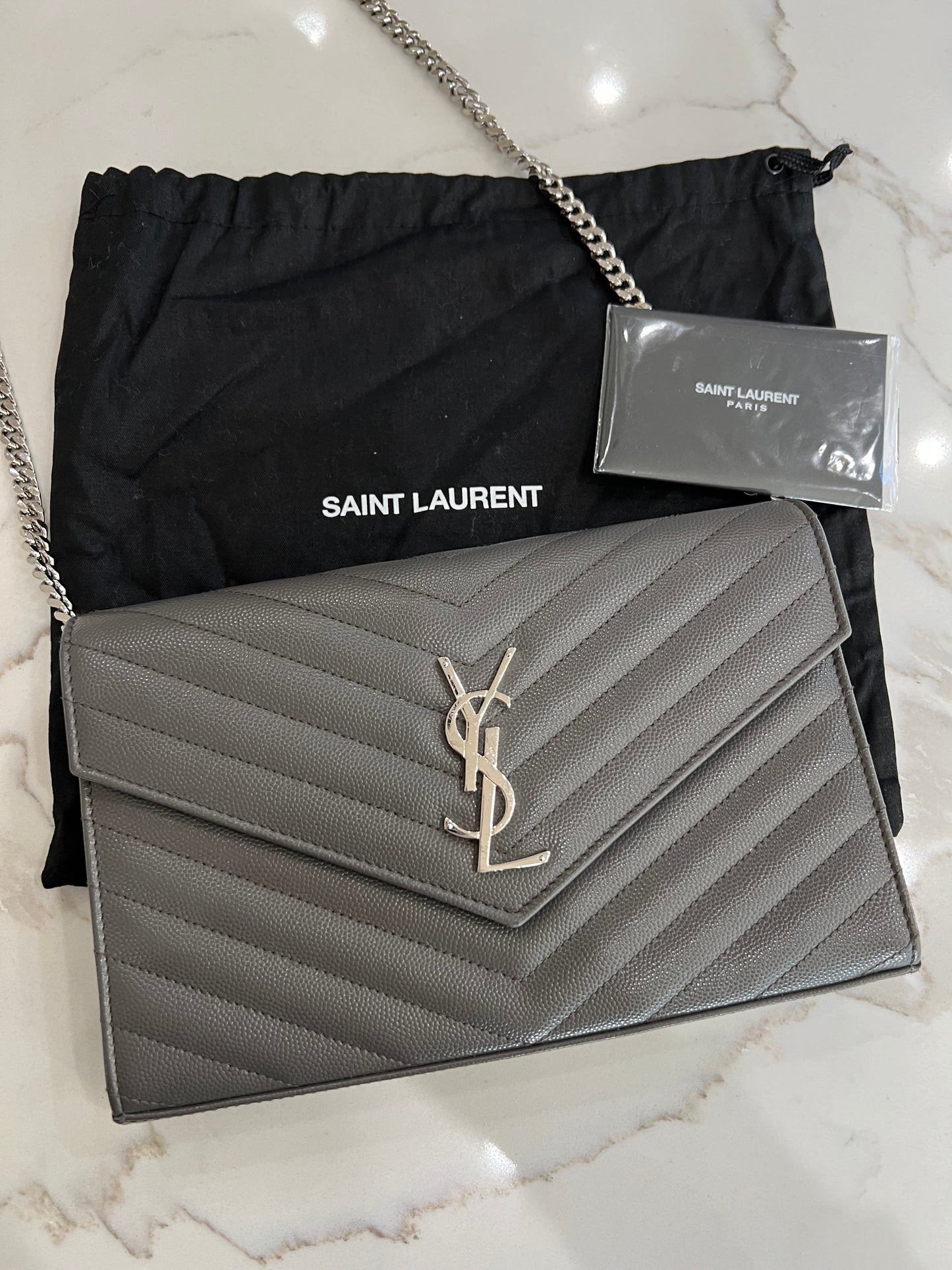 YSL gray crossbody bag