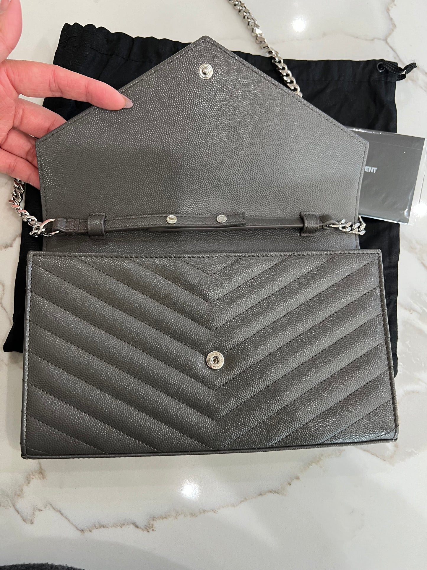 YSL gray crossbody bag