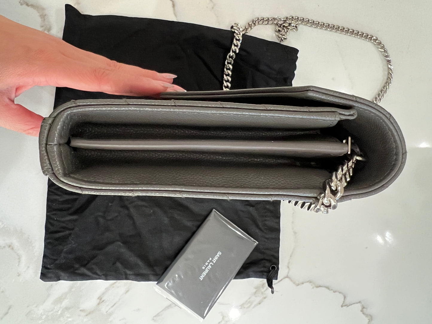 YSL gray crossbody bag
