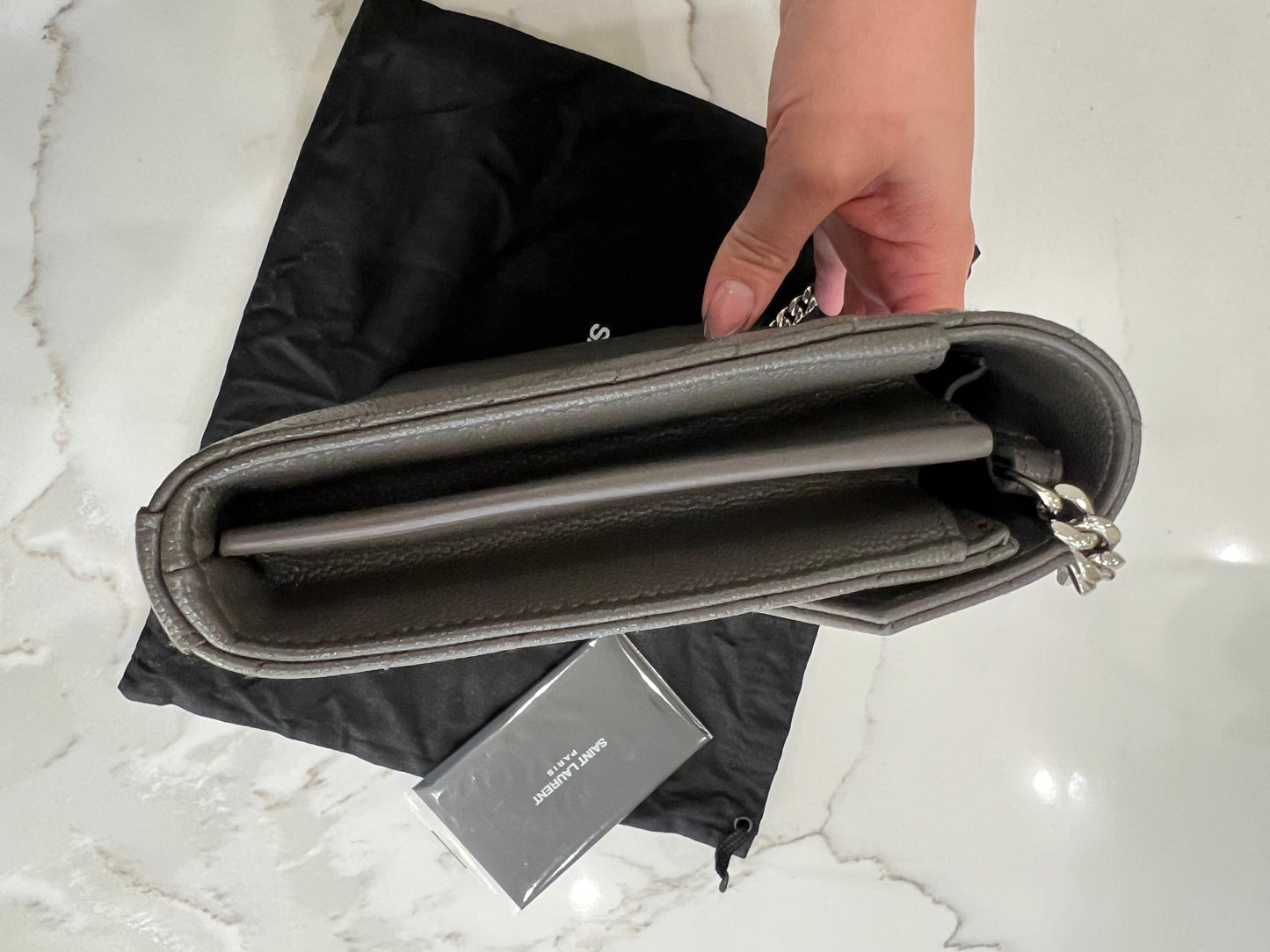 YSL gray crossbody bag