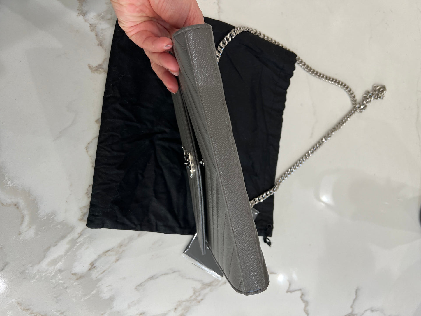 YSL gray crossbody bag
