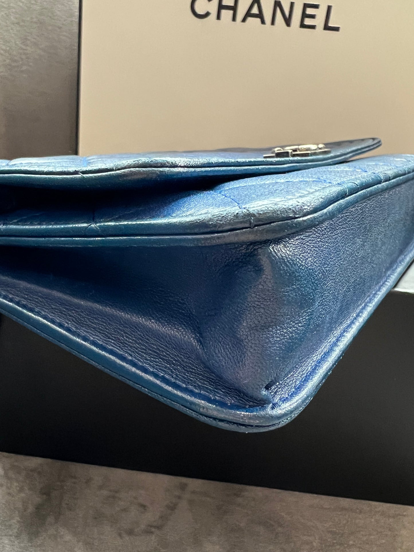 Chanel Boy Wallet on Chain Blue