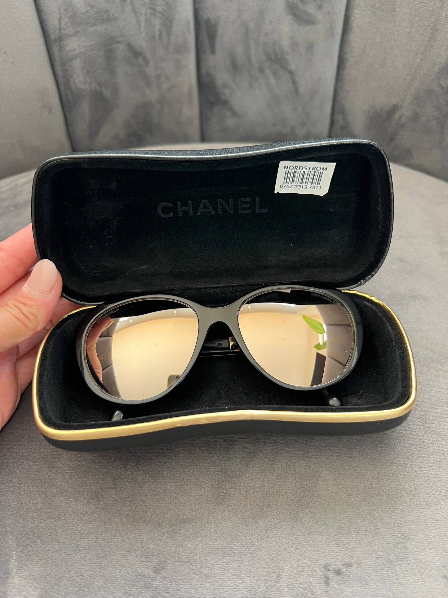 Chanel Black CC Oversized Cat Eye Sunglasses
