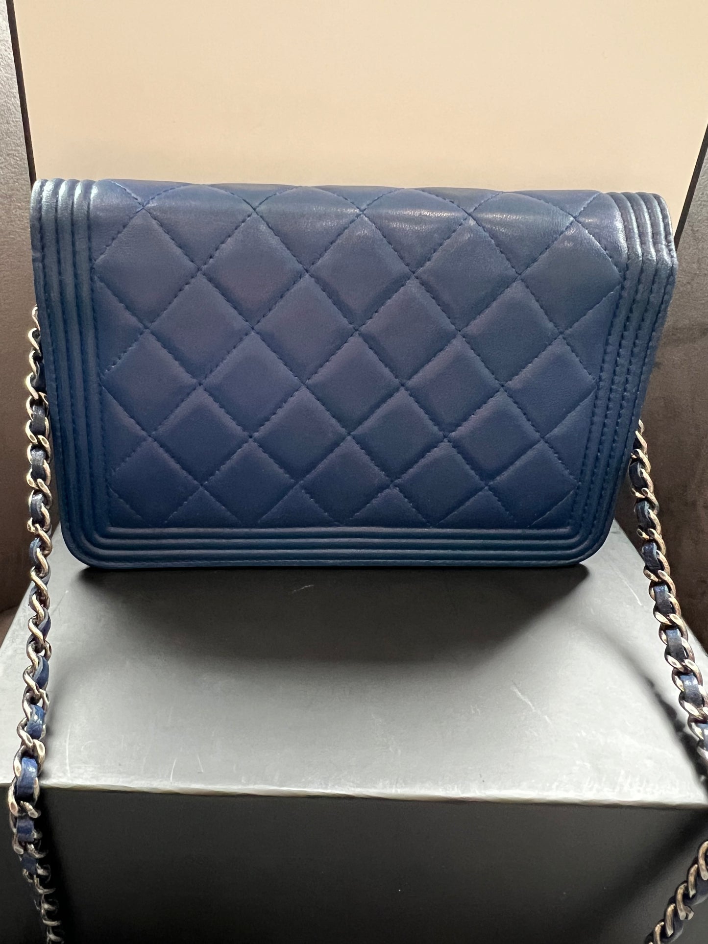 Chanel Boy Wallet on Chain Blue