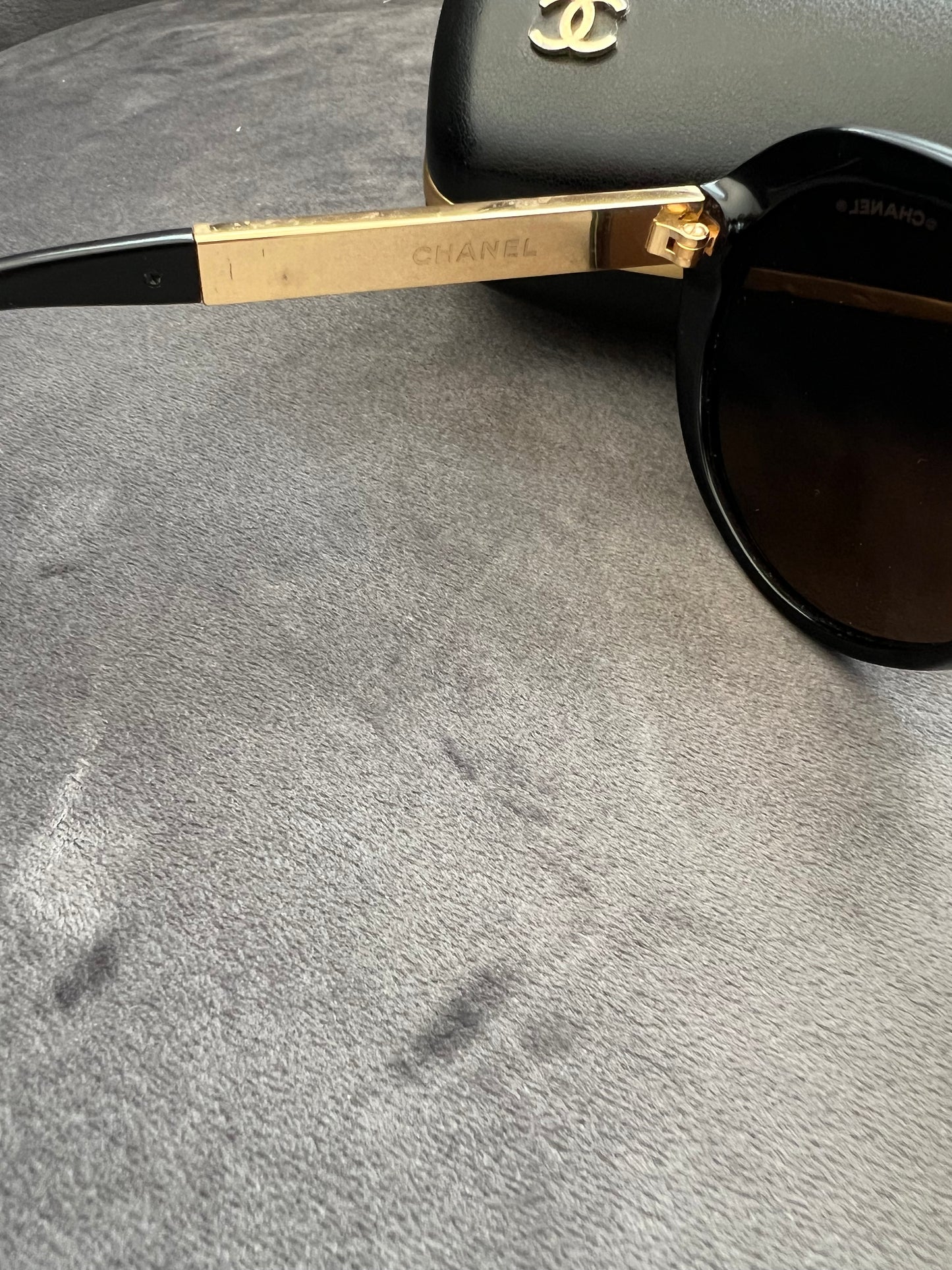 Chanel Black CC Oversized Cat Eye Sunglasses