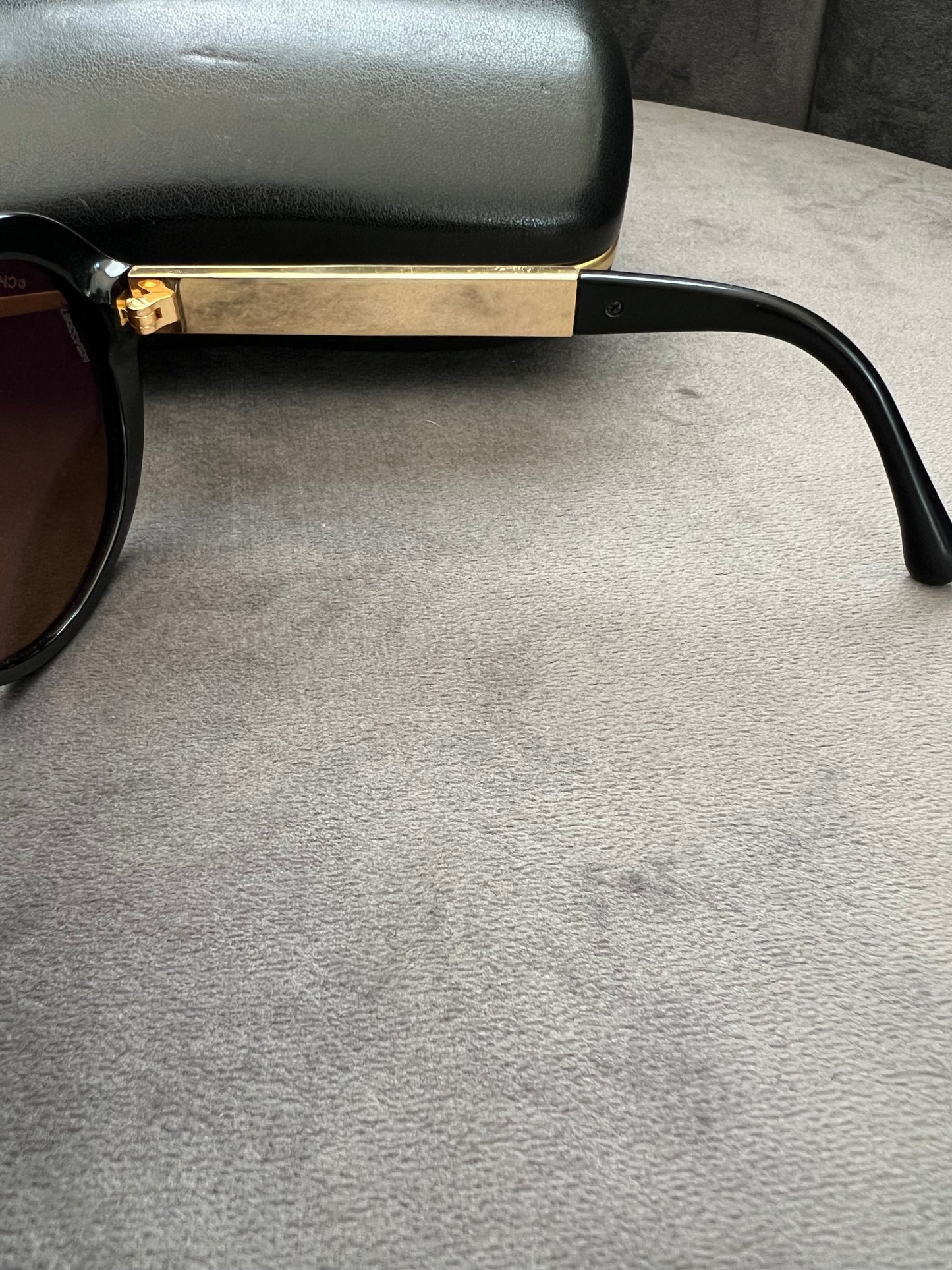 Chanel Black CC Oversized Cat Eye Sunglasses