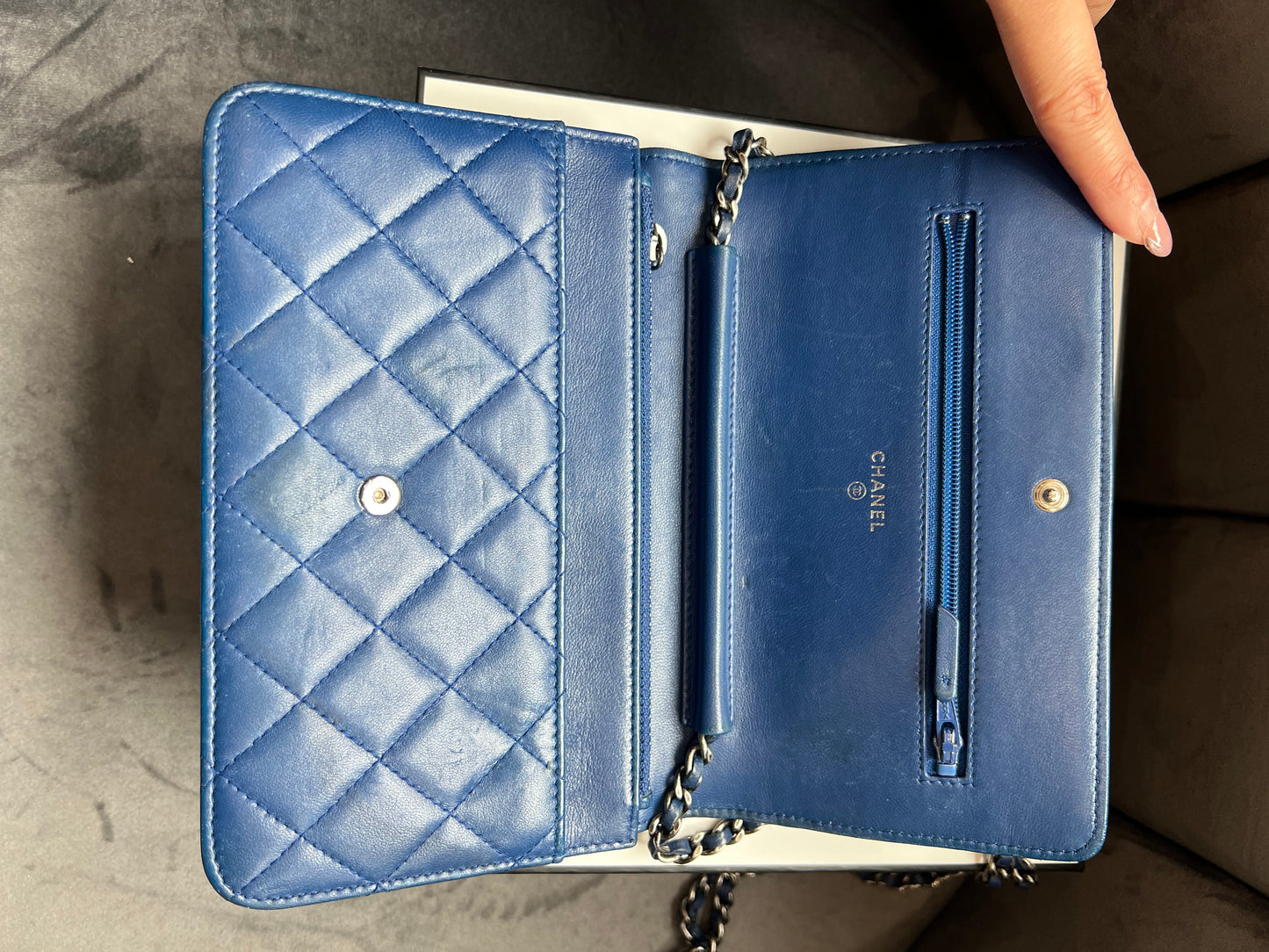 Chanel Boy Wallet on Chain Blue