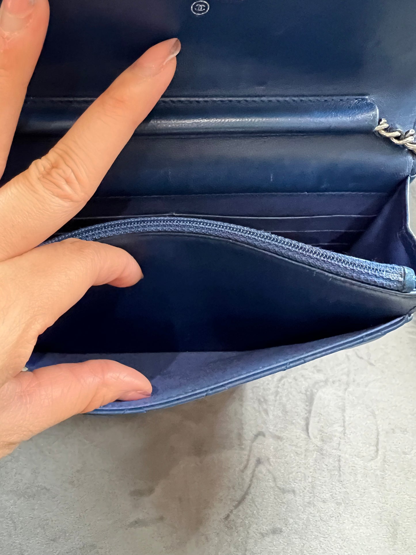 Chanel Boy Wallet on Chain Blue