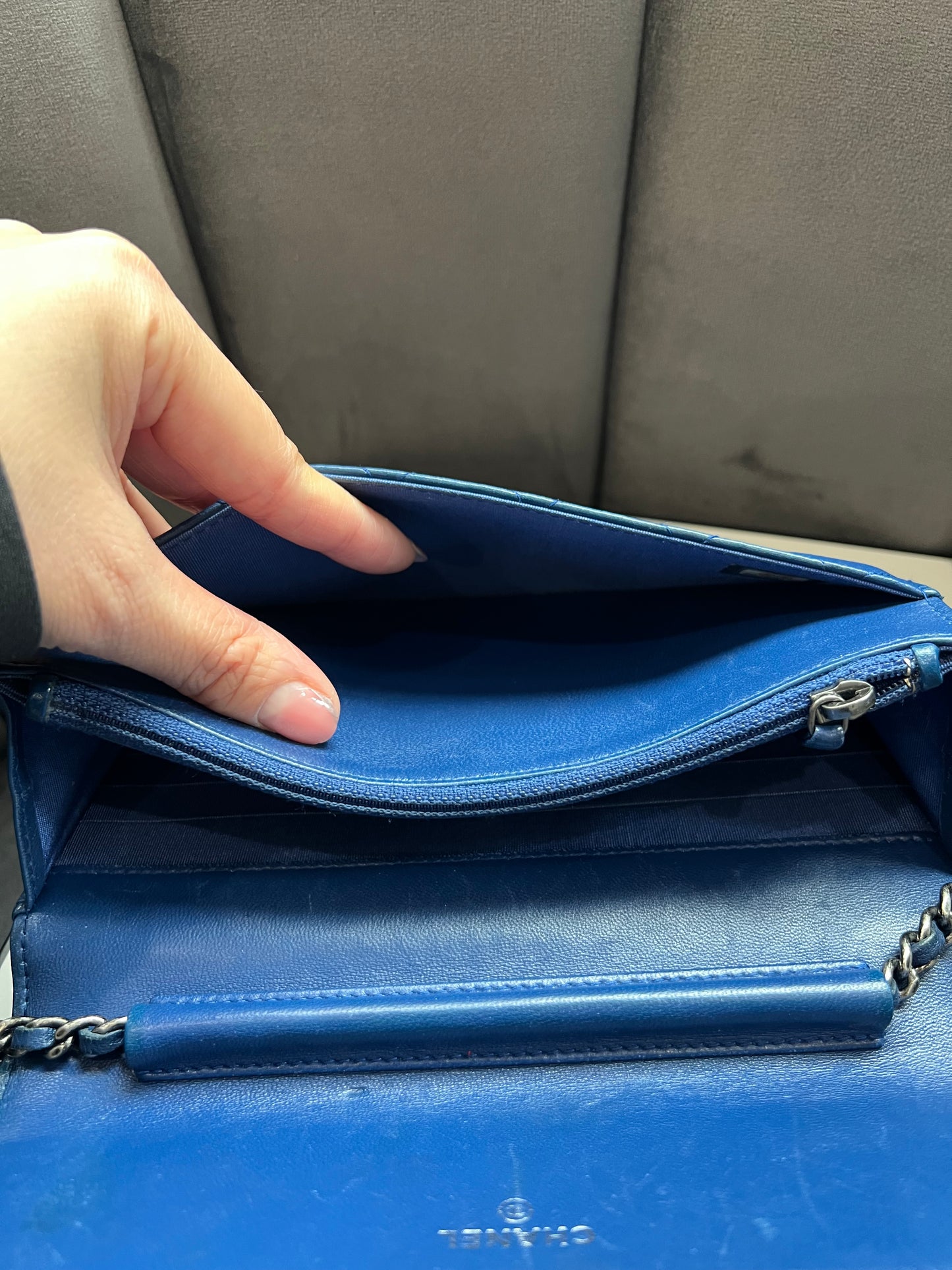 Chanel Boy Wallet on Chain Blue