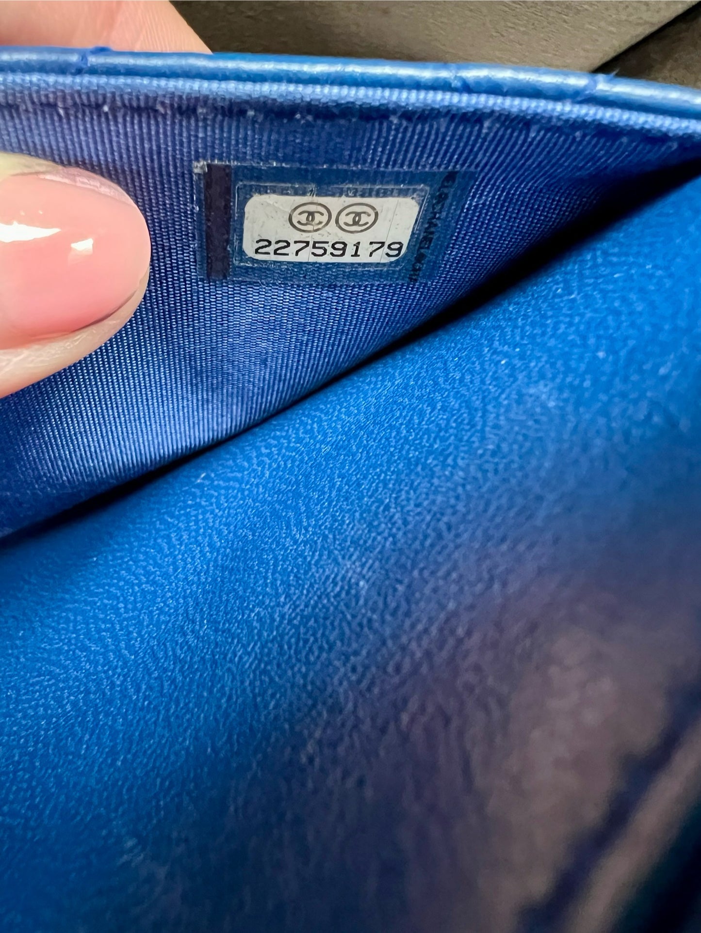 Chanel Boy Wallet on Chain Blue