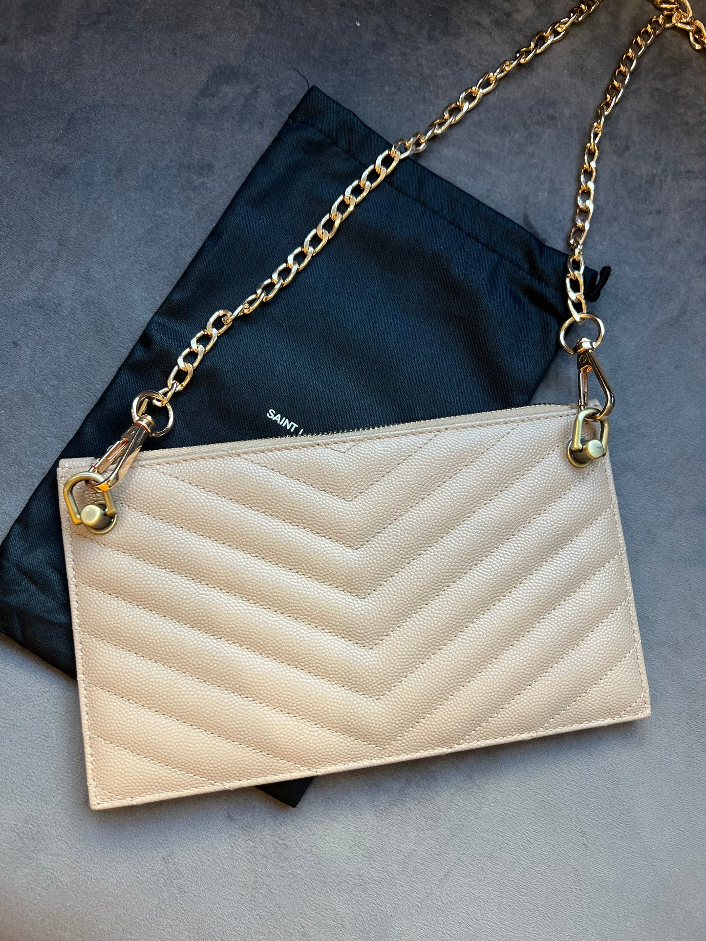 Beige YSL monogram clutch / crossbody bag