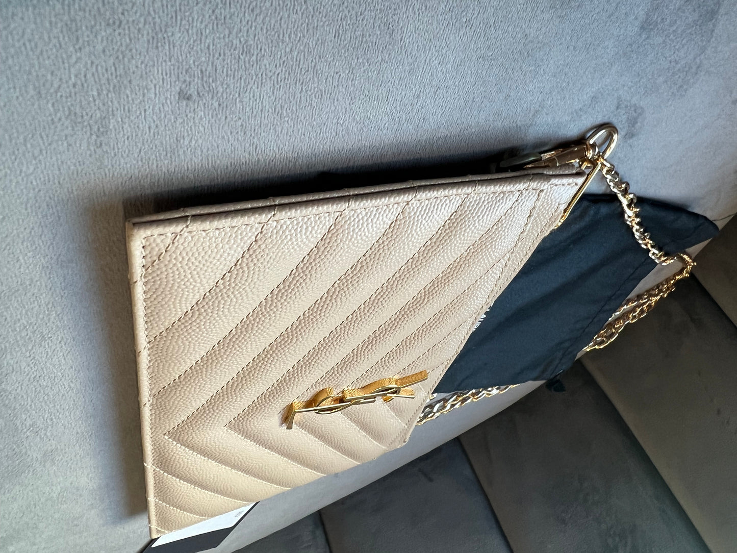 Beige YSL monogram clutch / crossbody bag