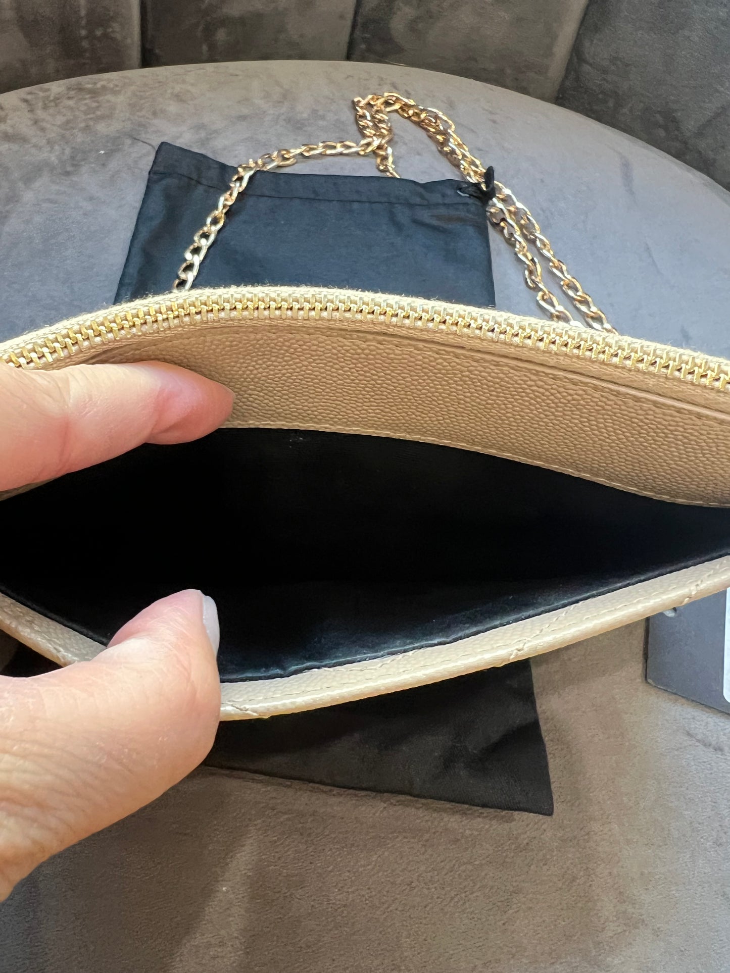 Beige YSL monogram clutch / crossbody bag
