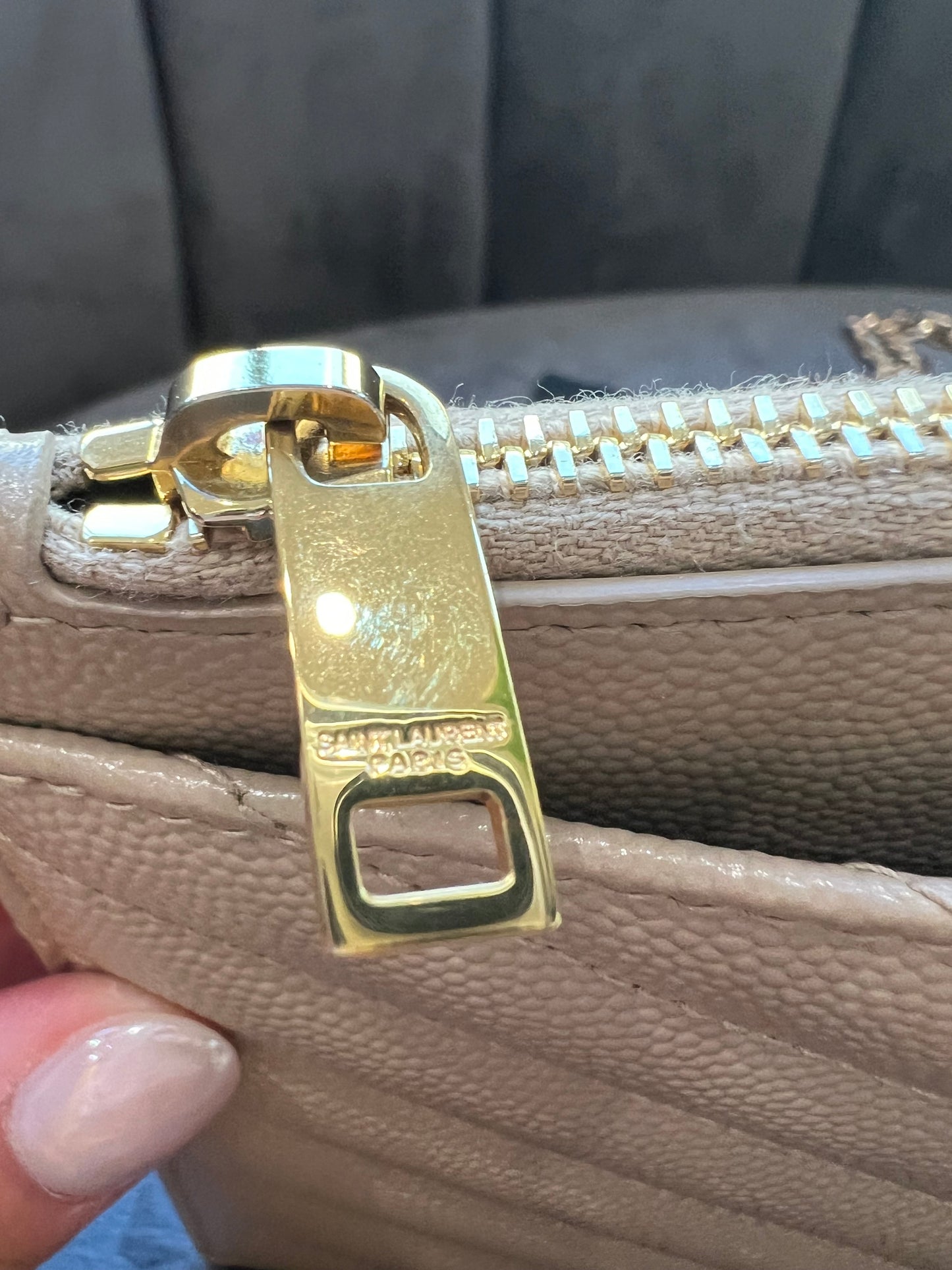 Beige YSL monogram clutch / crossbody bag