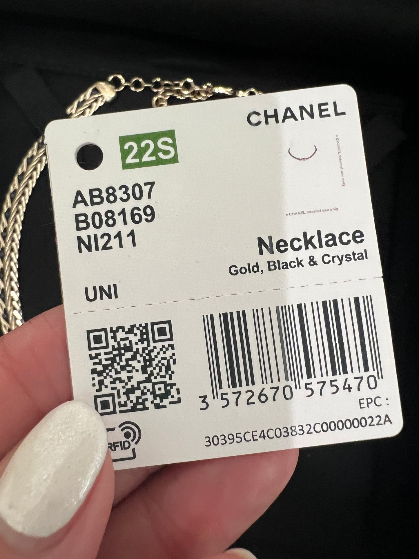 Chanel lambskin black and gold choker
