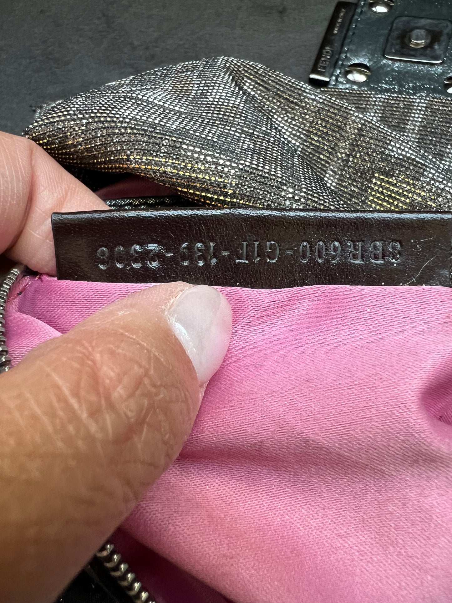 Rare FENDI Crystal Baguette with metallic zucca