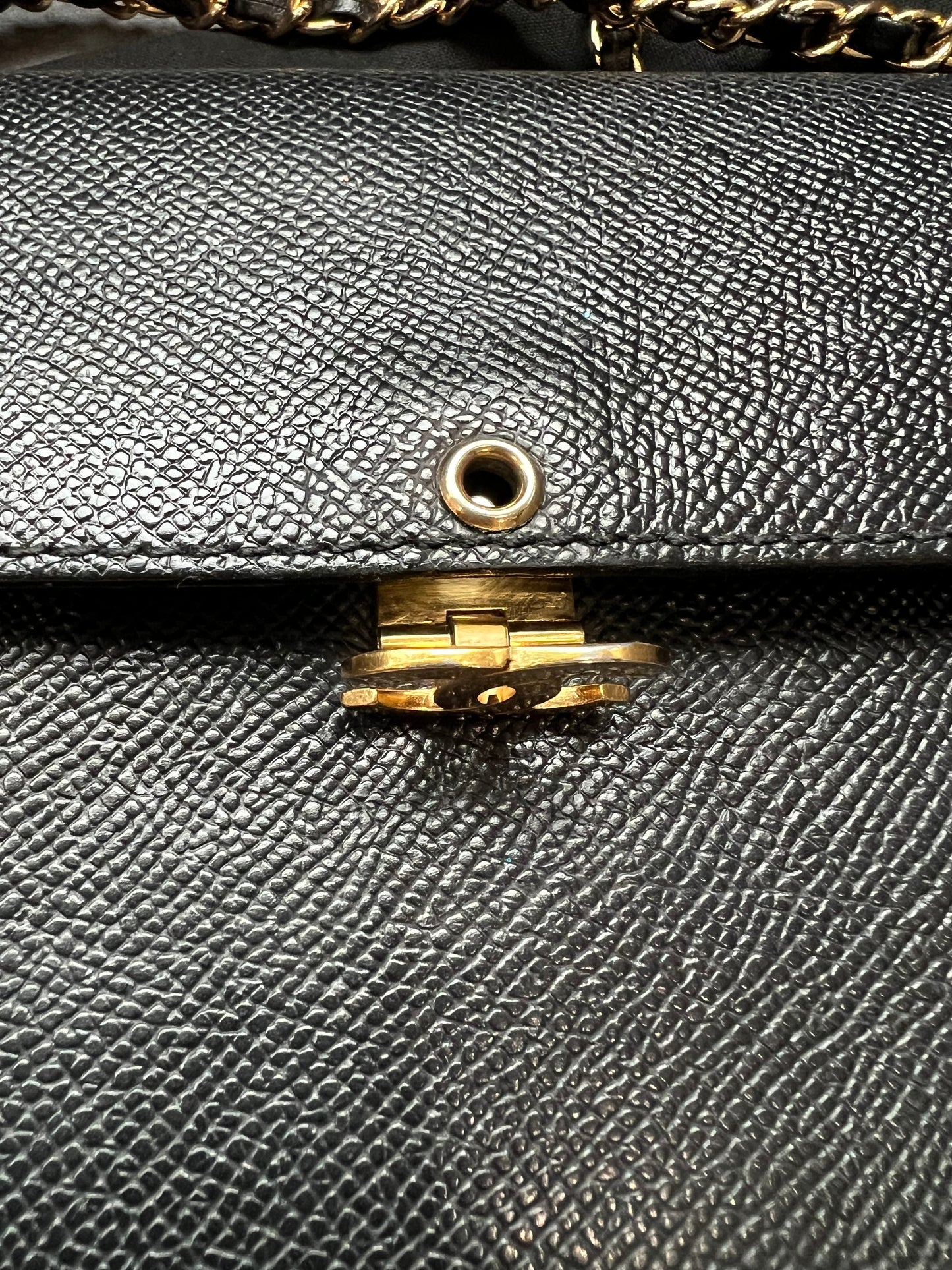 Chanel caviar black wallet on chain