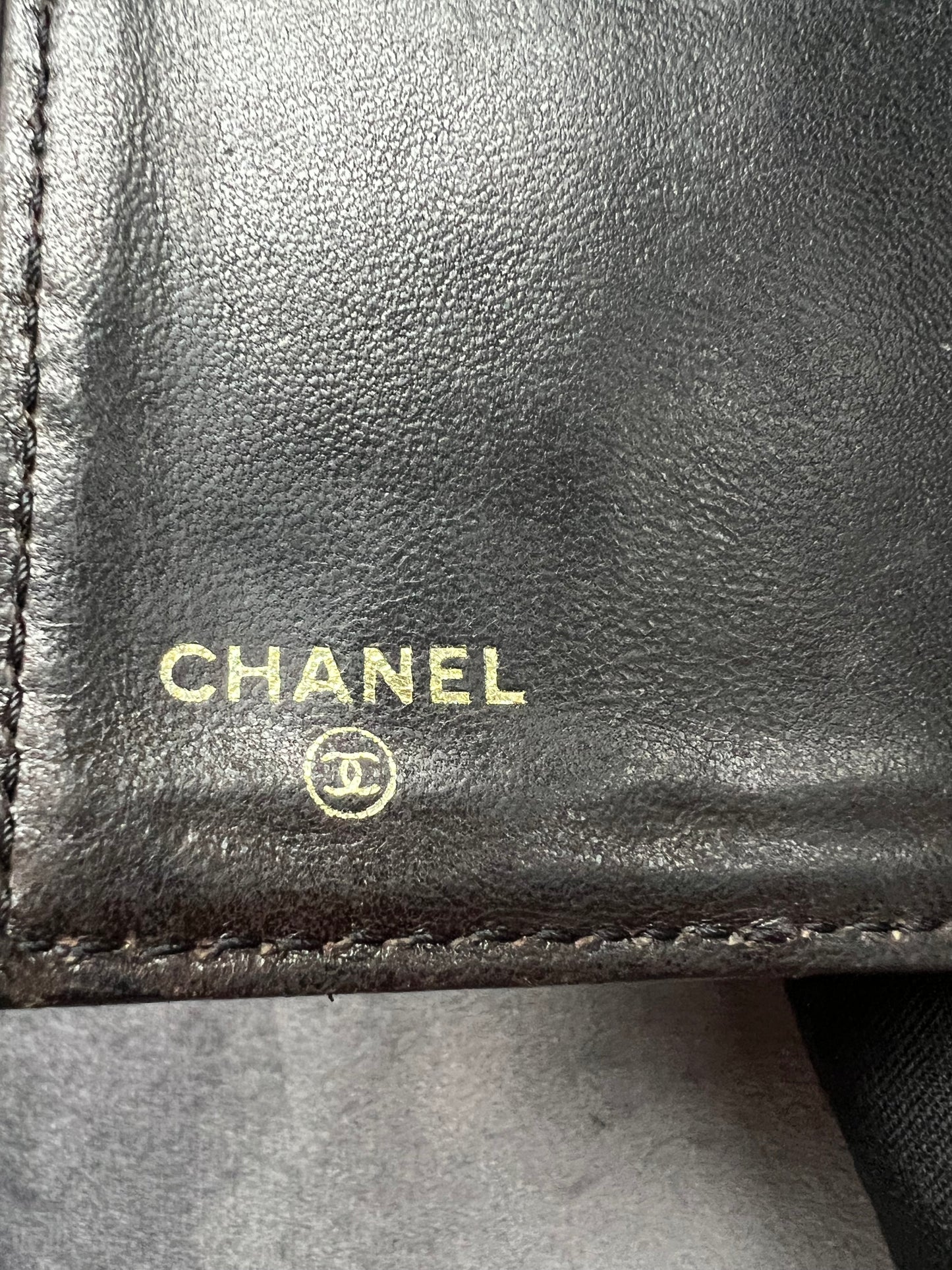 Chanel caviar black wallet on chain