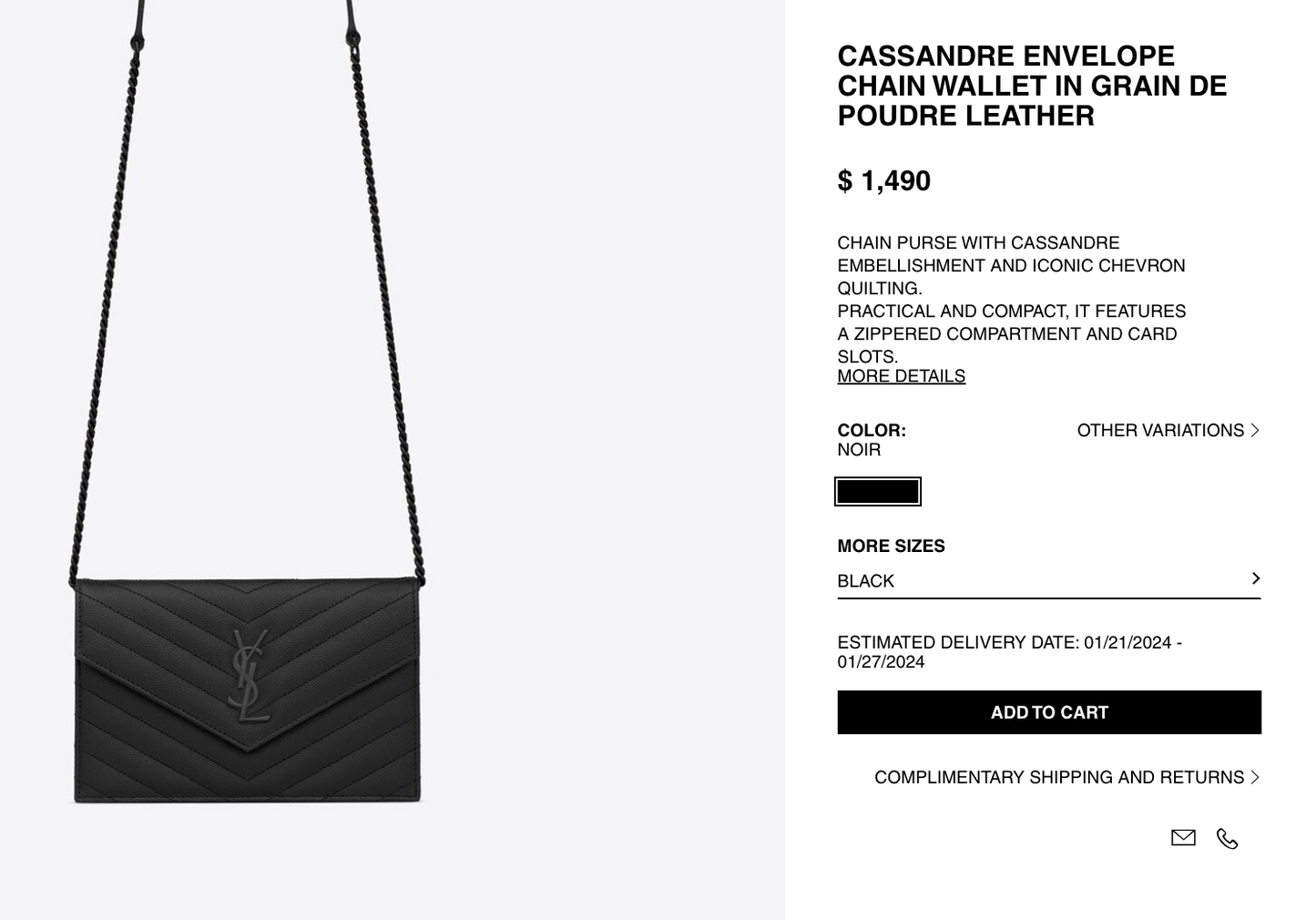 YSL cassandre envelope flap wallet on chain