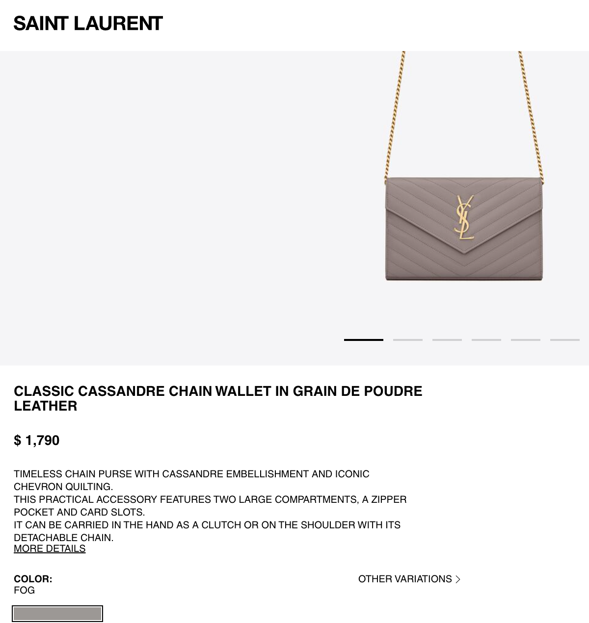 YSL gray crossbody bag