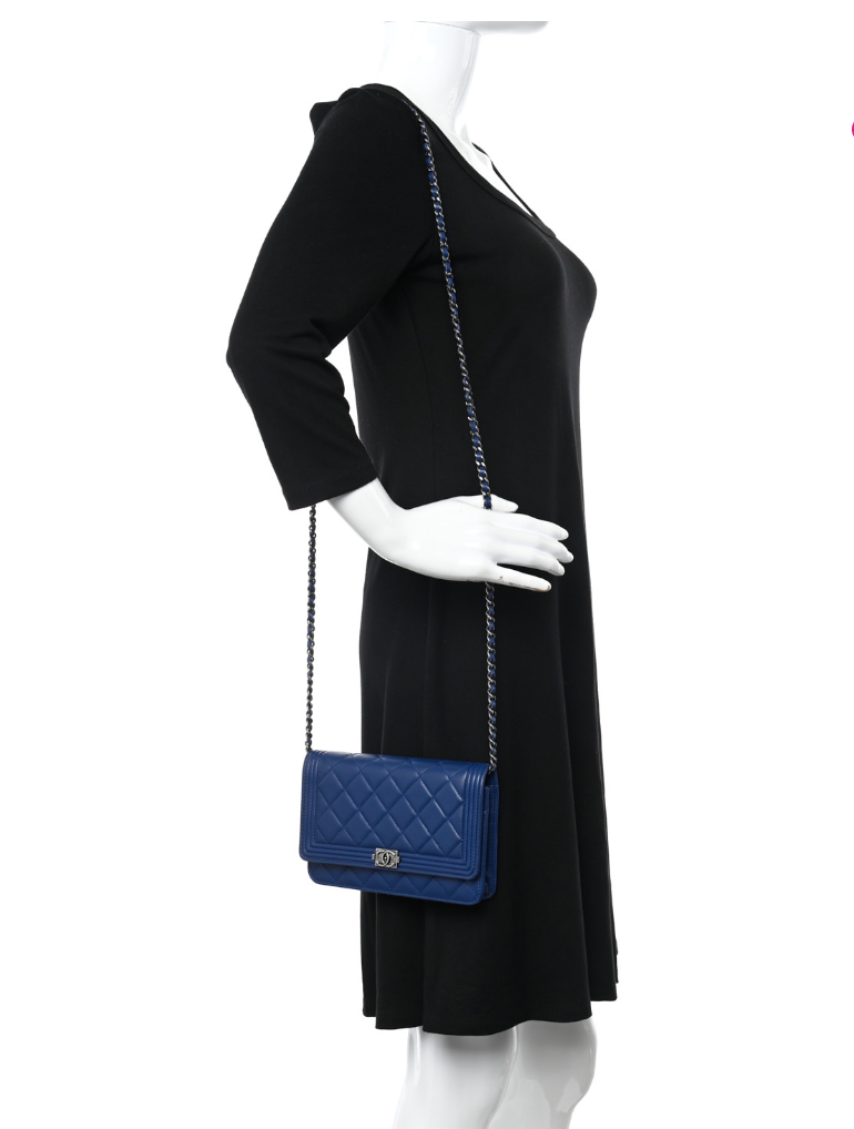 Chanel Boy Wallet on Chain Blue