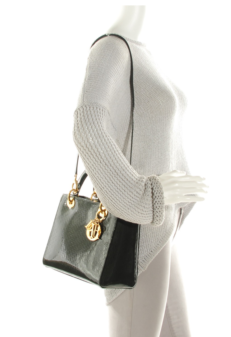Rare Lady Dior tote medium patent