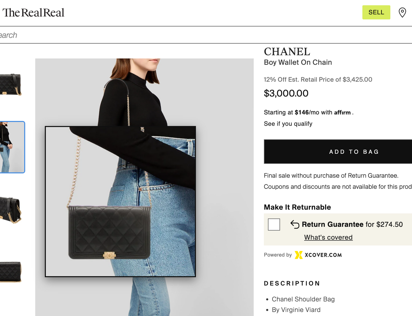 Chanel Caviar Quilted Boy Wallet On Chain WOC Black