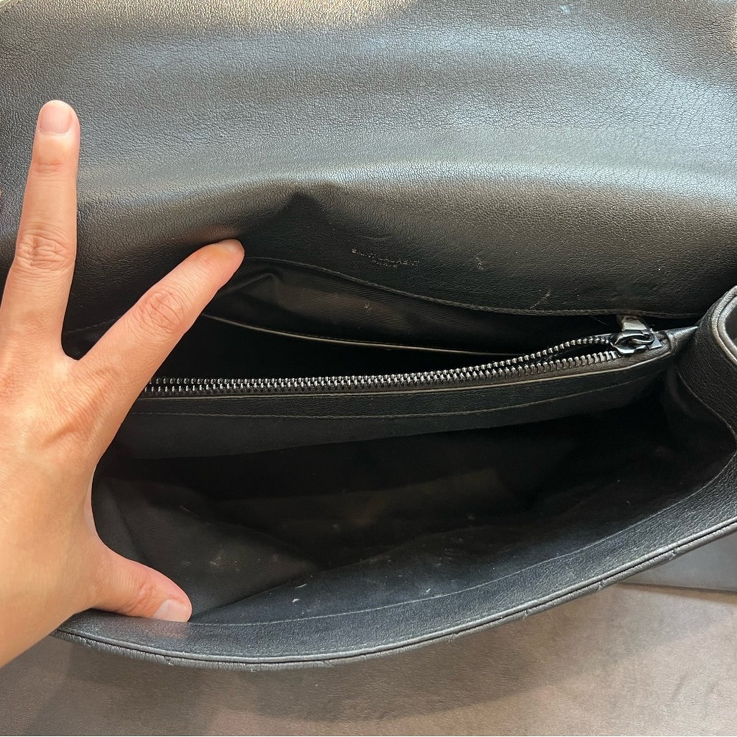 Saint Laurent Matelasse Chevron Monogram Large College Satchel Black