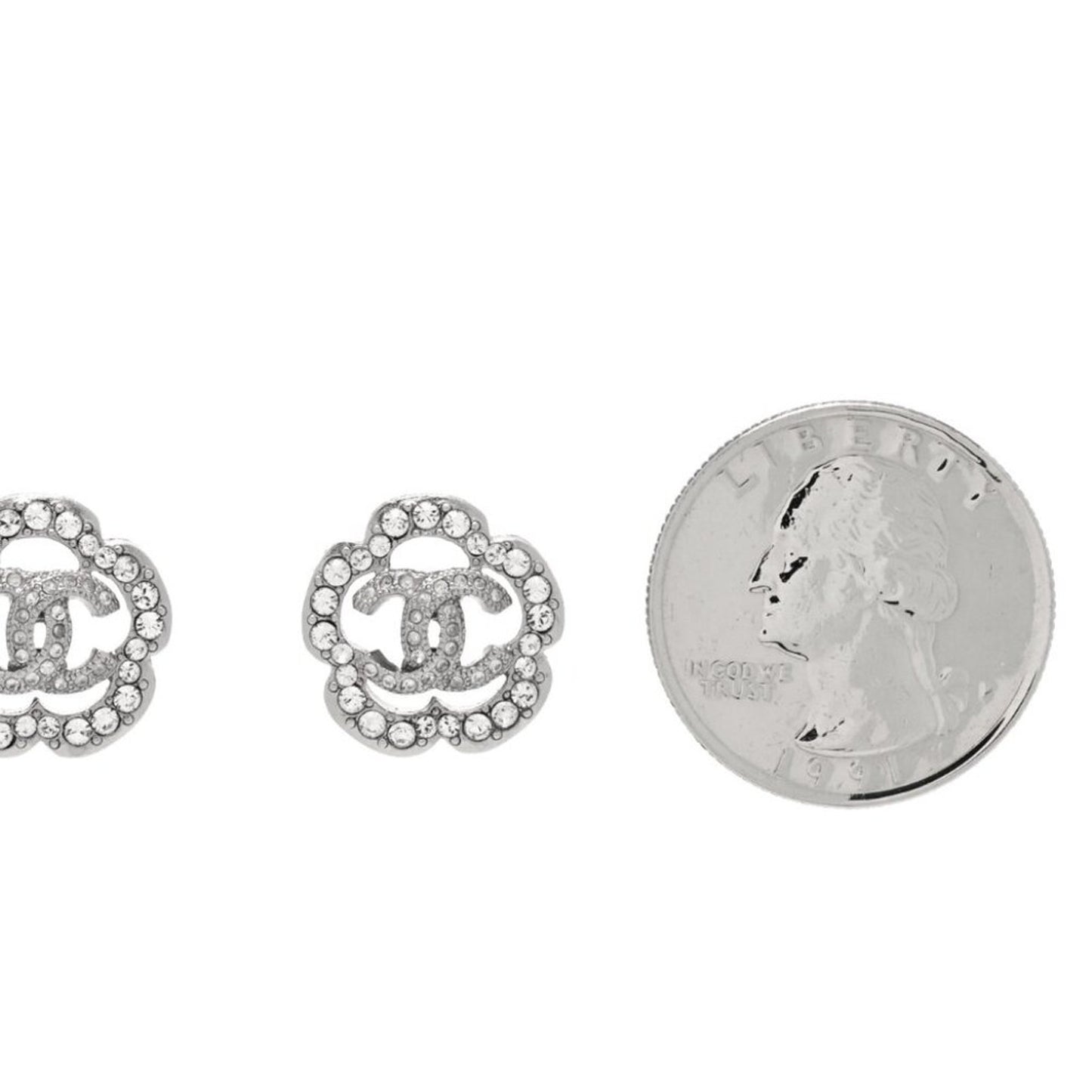 Chanel  Crystal Camellia CC Earrings