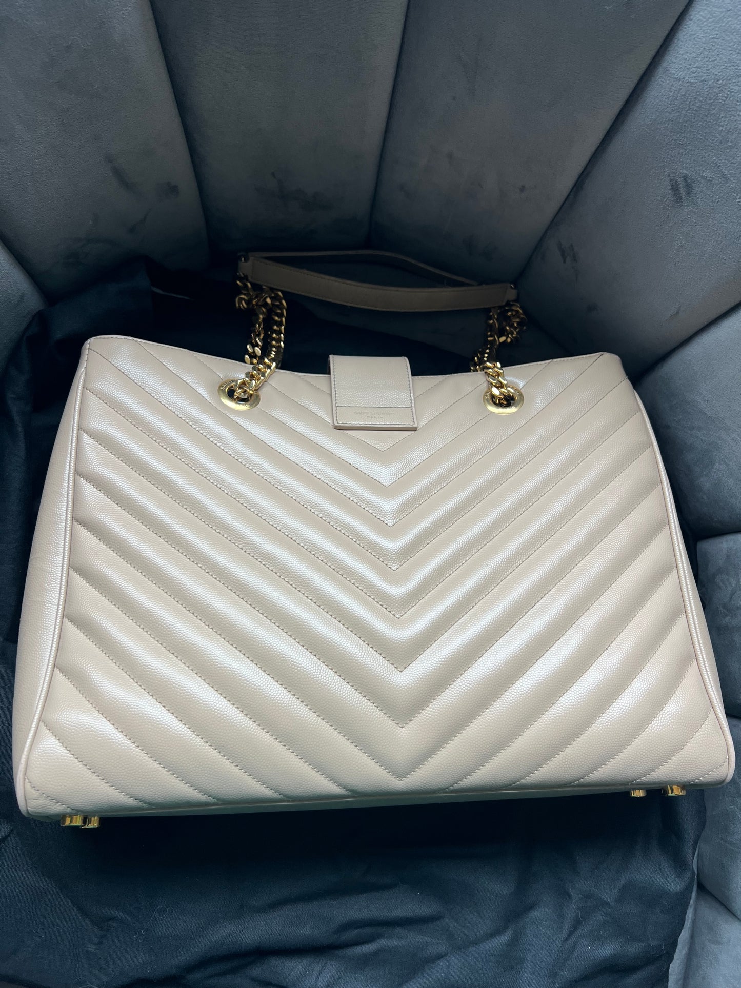 YSL Shoulder Monogram Shopping Tote Bag