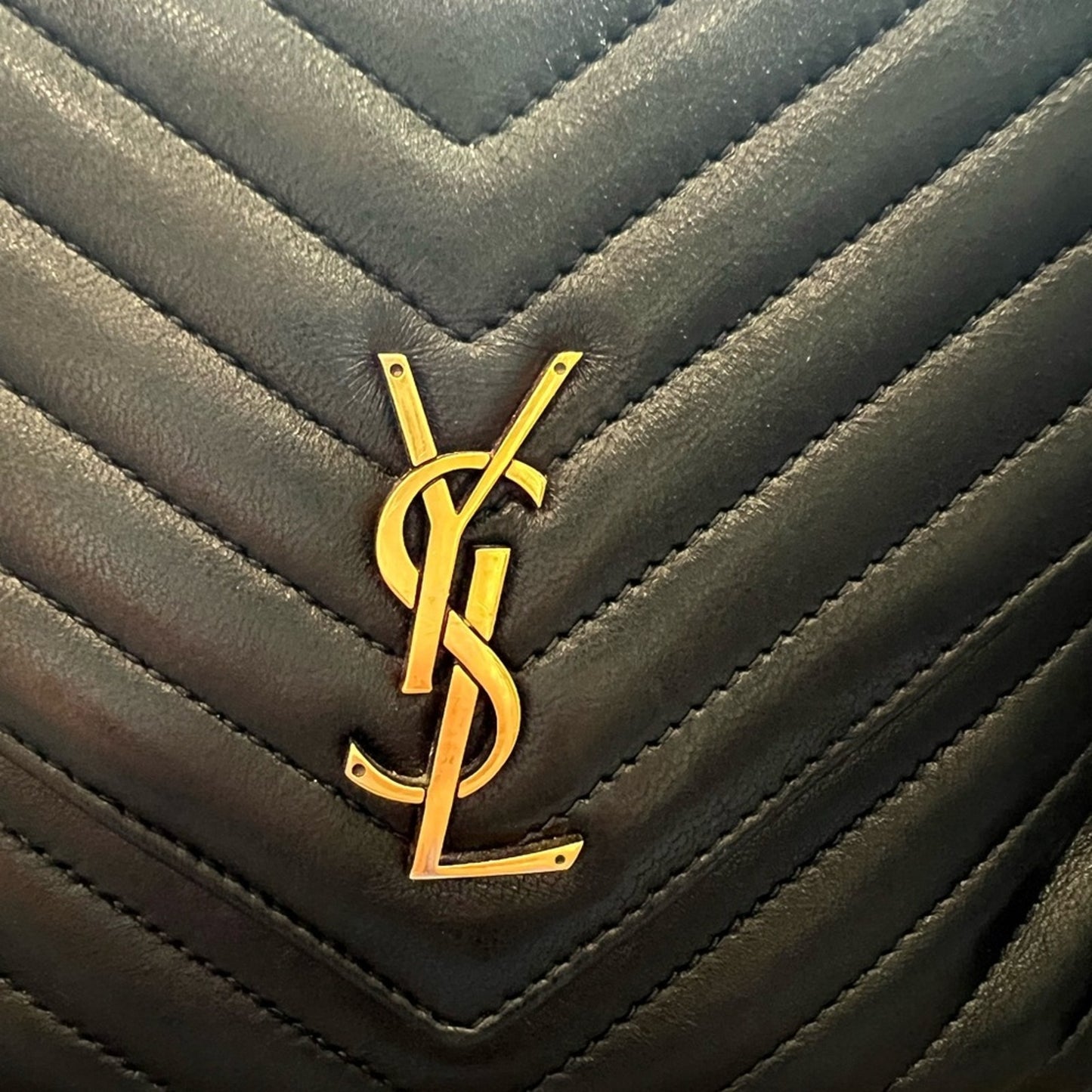 Yves Saint Laurent Joe Black Leather Backpack with Gold Chain