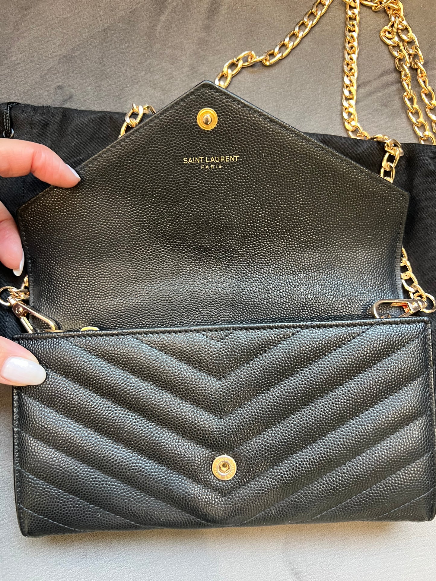 YSL cassandre envelope wallet on chain