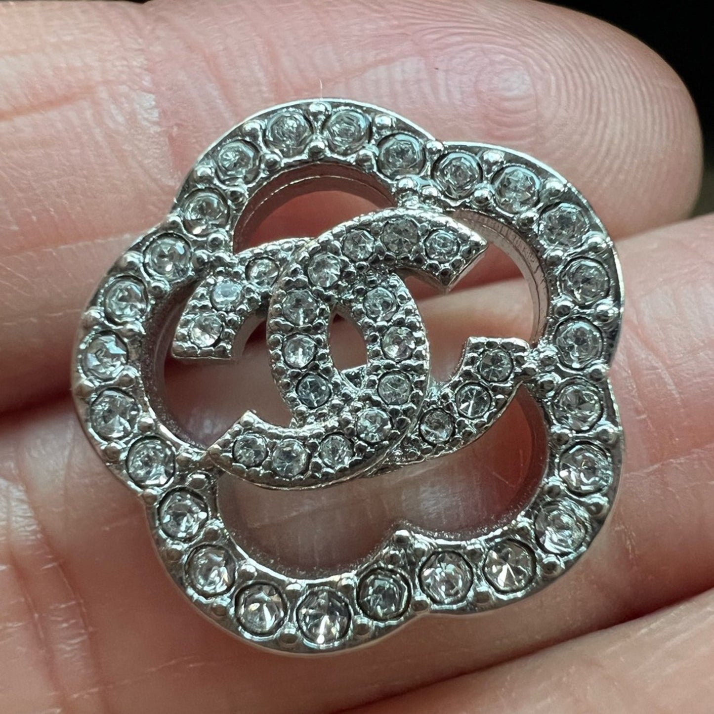 Chanel  Crystal Camellia CC Earrings